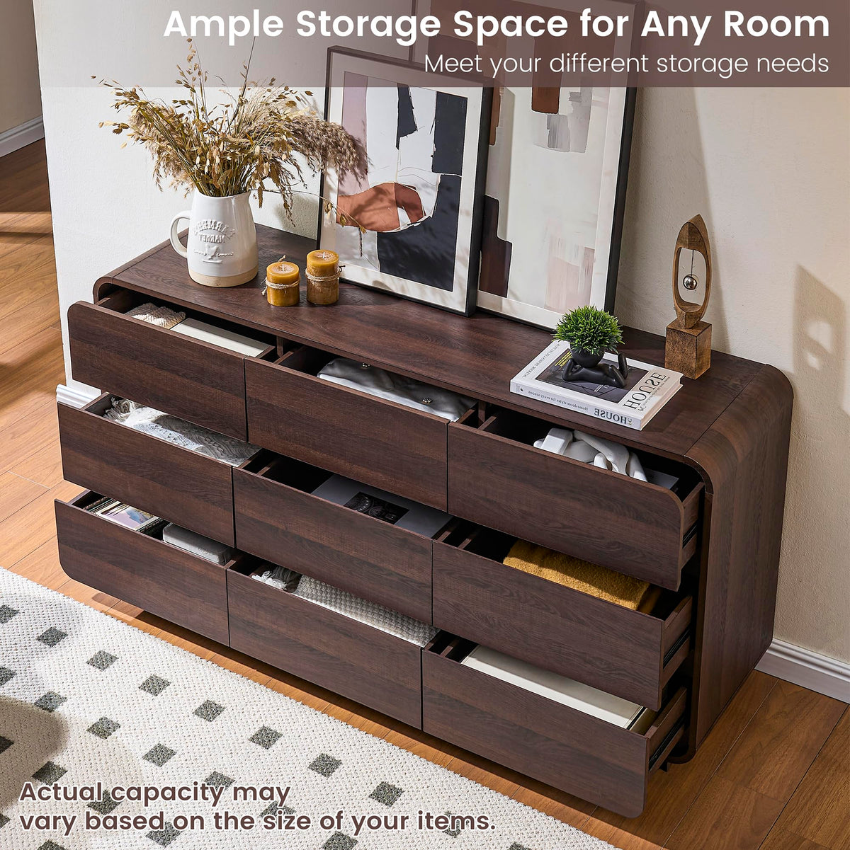 9 Drawer Double Dresser for Bedroom