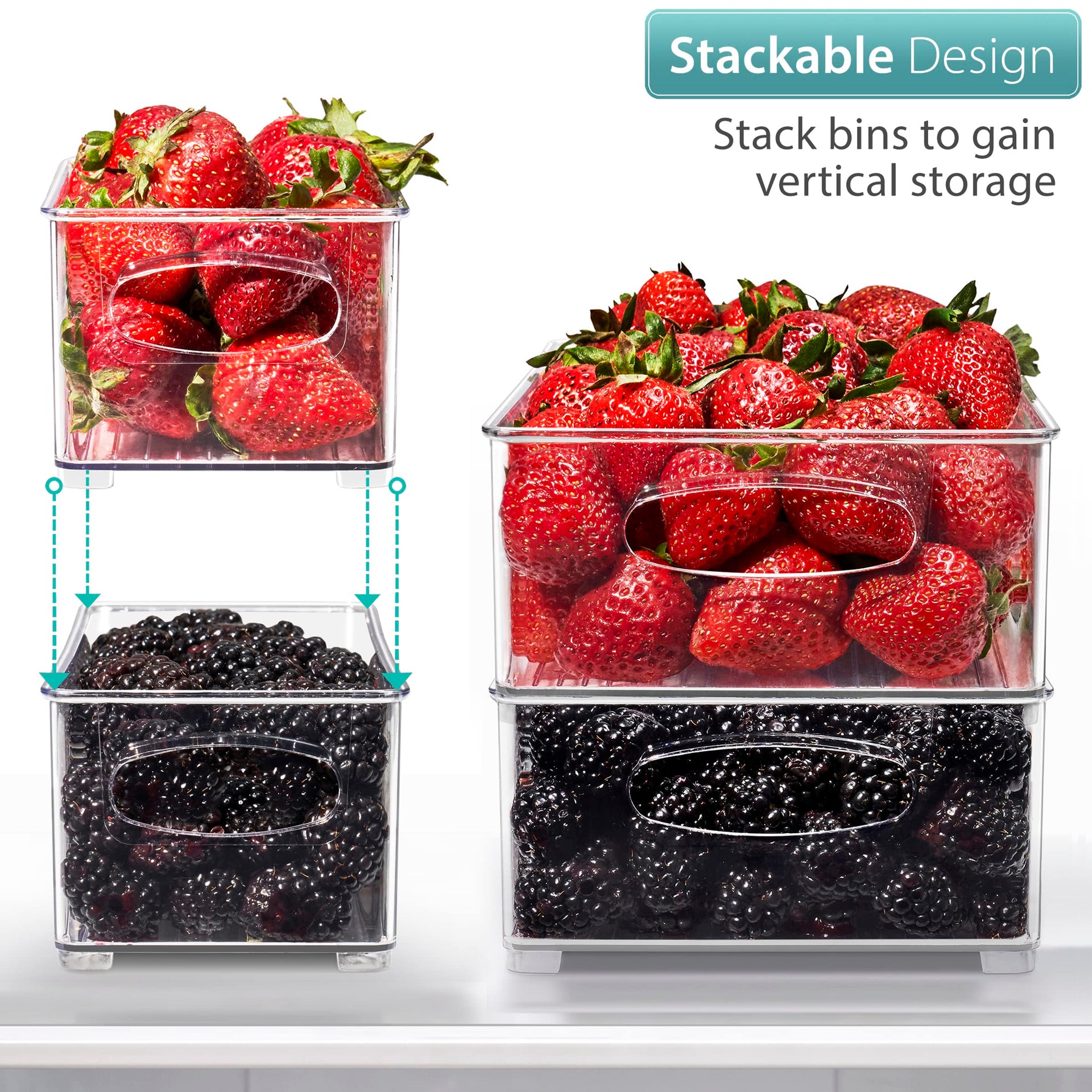 Stackable Refrigerator Organizer Bins (4 Count)
