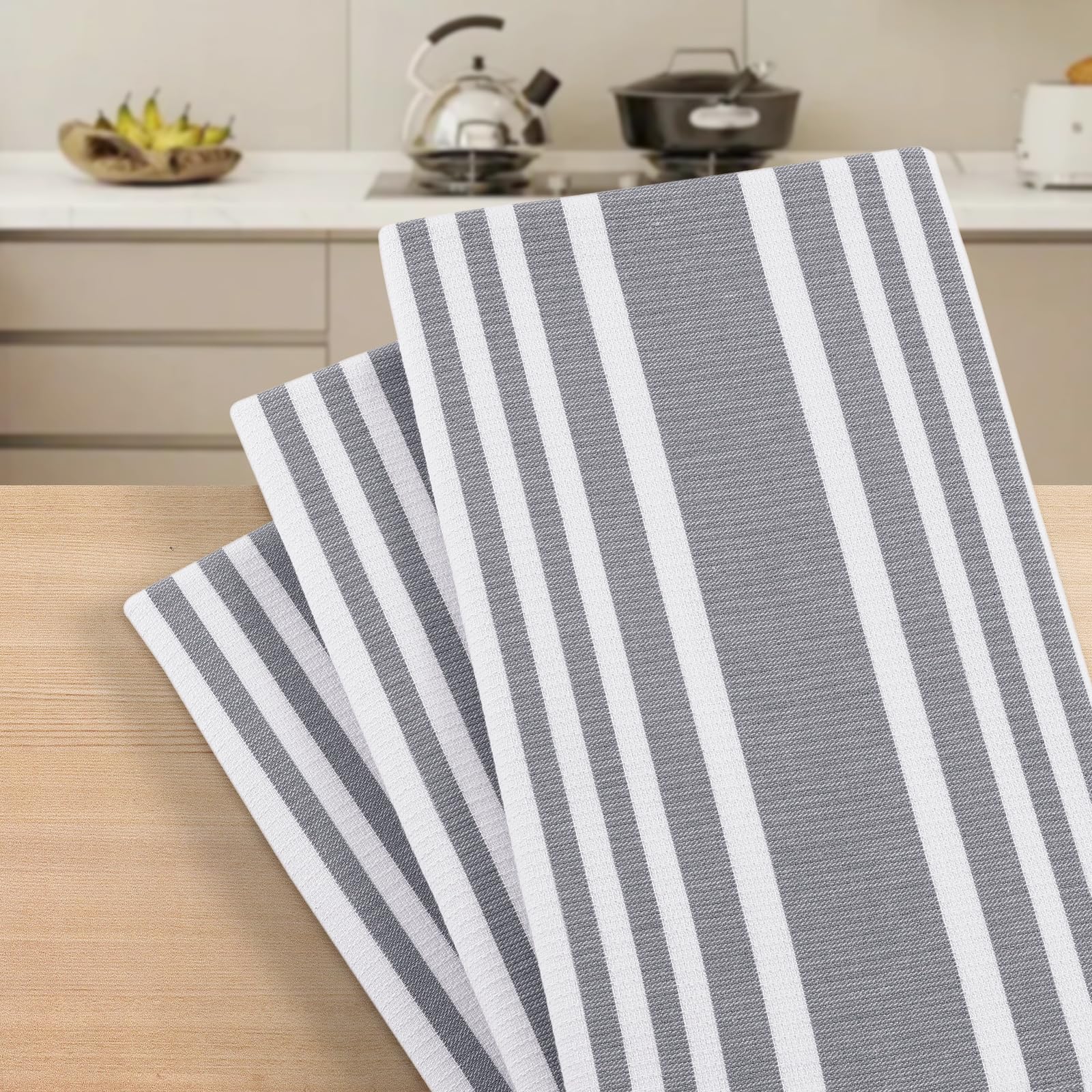 Premium Cotton Stripe Kitchen Towels 6 Pack (6 Count)