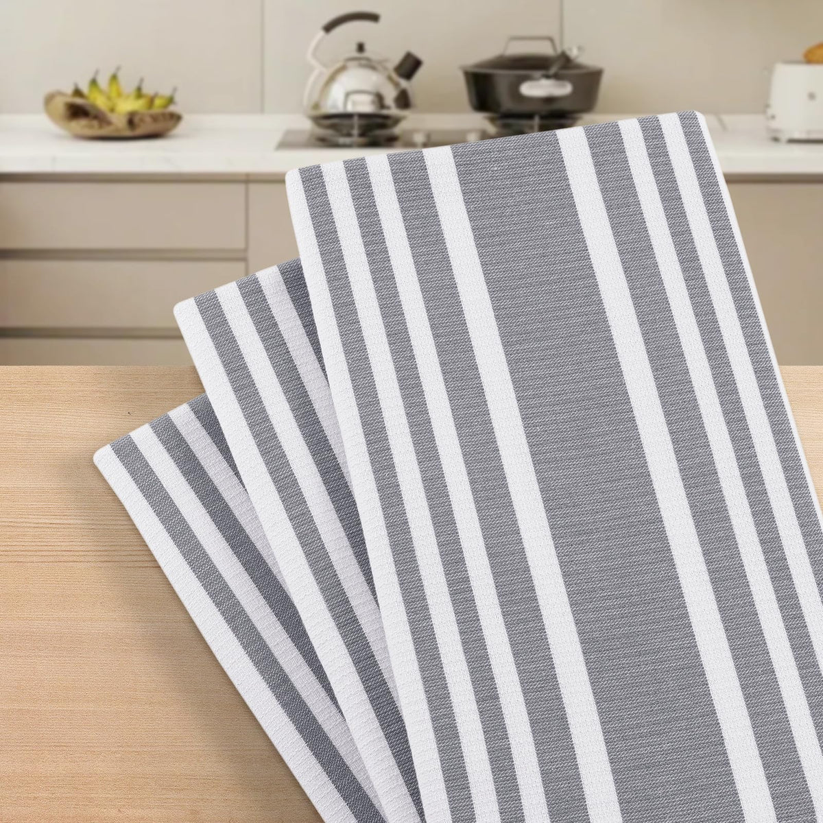 Premium Cotton Stripe Kitchen Towels 12 Pack (12 Count)