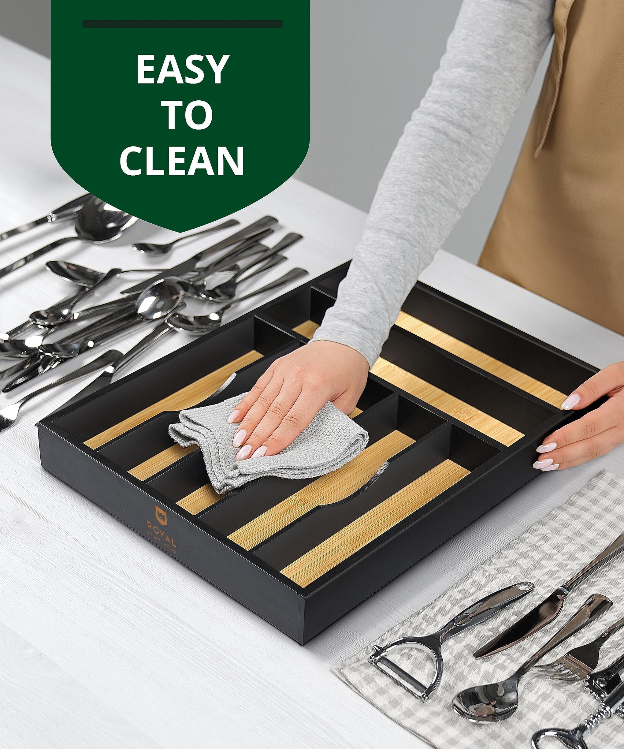 Luxury Bamboo Kitchen Drawer Organizer