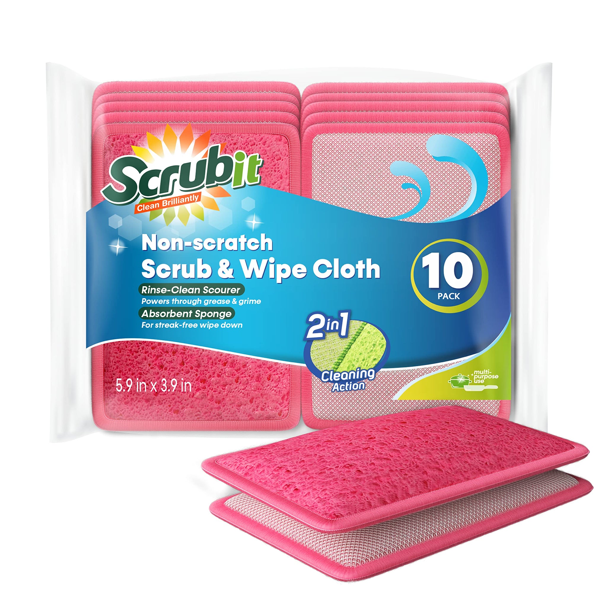 Scrub and Wipe Scrubbing Pads [10 Pack] (10 Count)