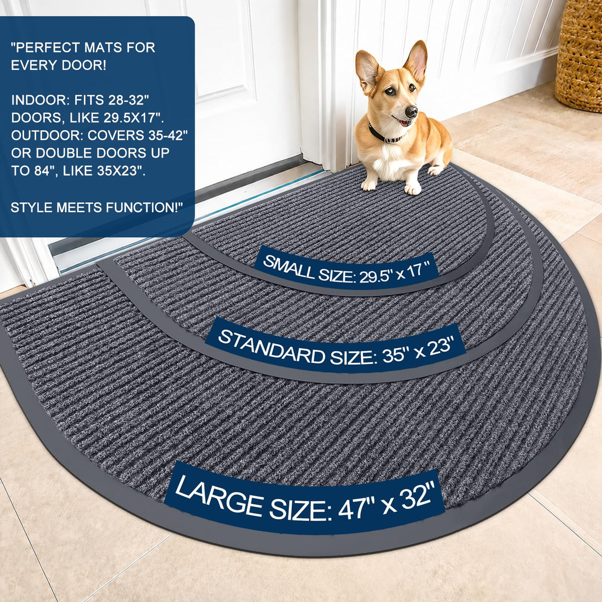 Half Circle Front Door Mat 47x34