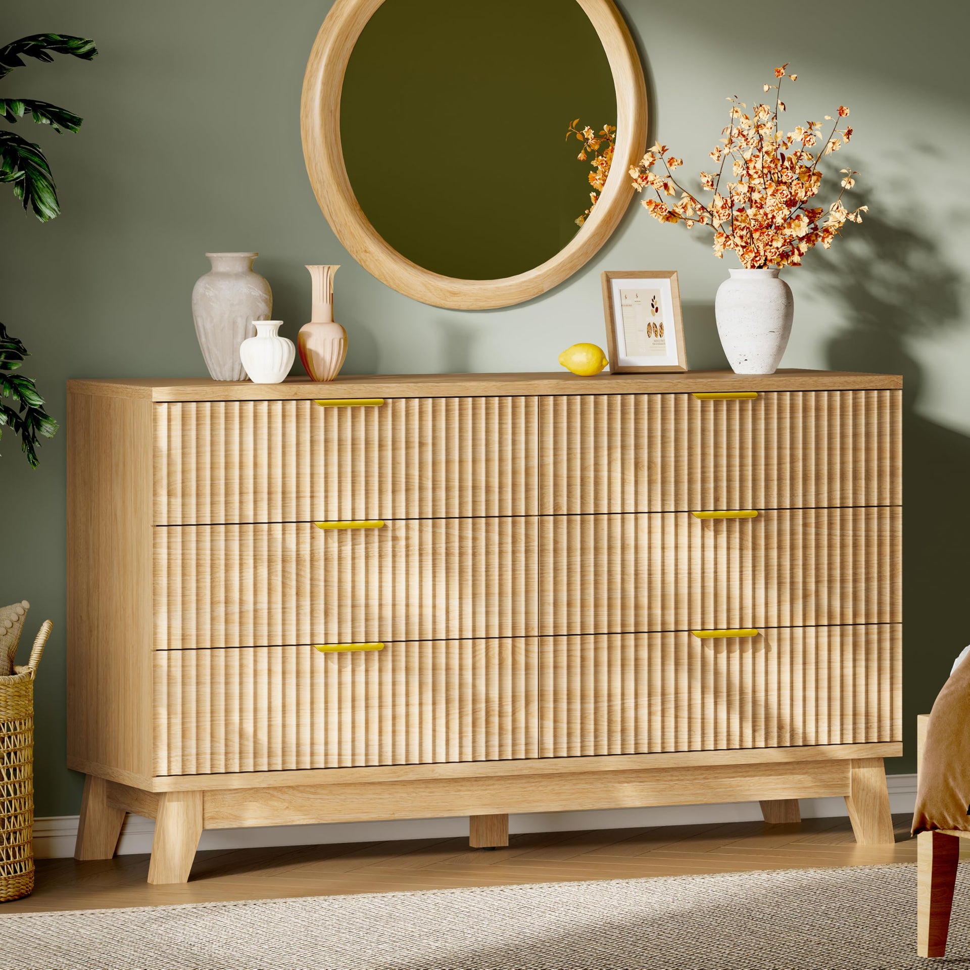 Fluted Dresser with 6 Drawers