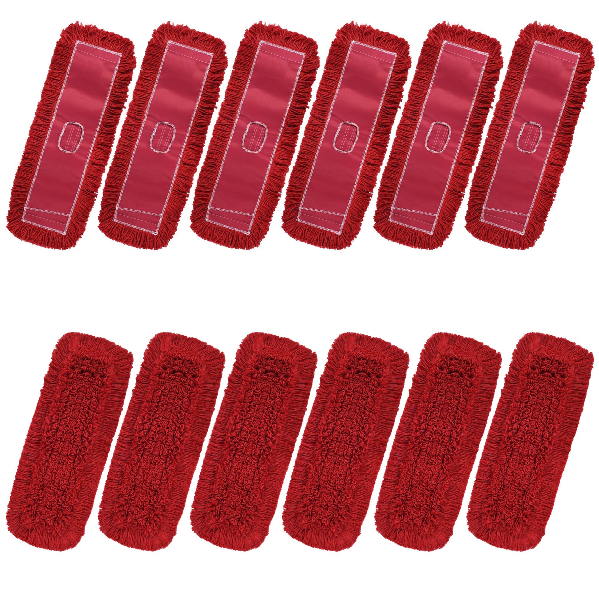 Matthew Cleaning 24'' Industrial Strength Cotton Dust Mop Refill Washable Replacement Heads for Residential & Commercial Use Fit Standard Dust Mop Frames (12 Count)