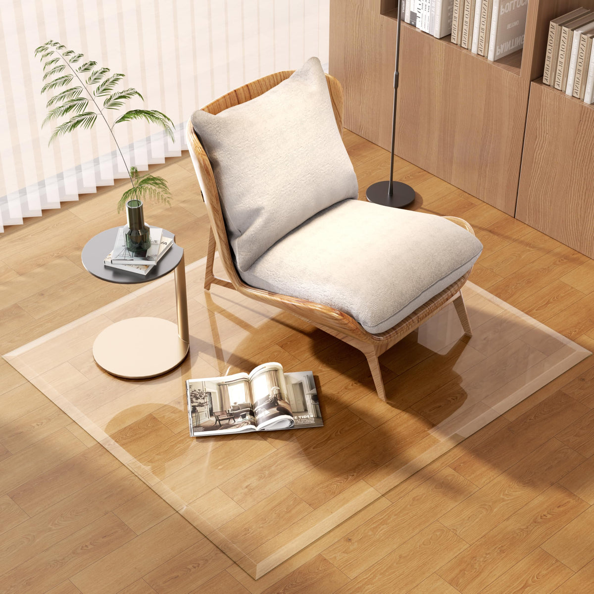 Tempered Glass] 50“ x 44” Beveled Edge Glass Chair Mat with Polished Edge Clear Office Chair Mat