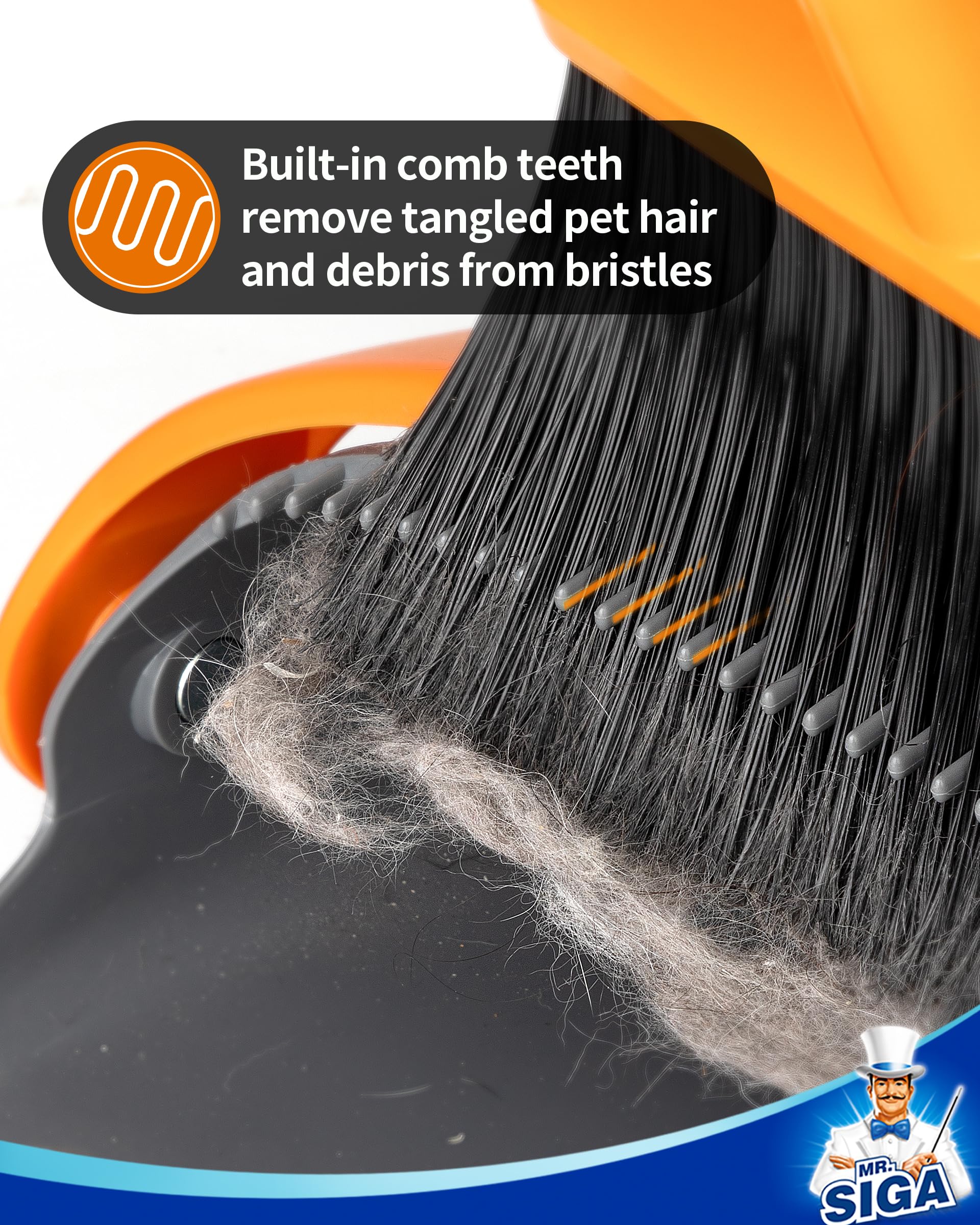 Broom and Dustpan Set with Adjustable Long Handle