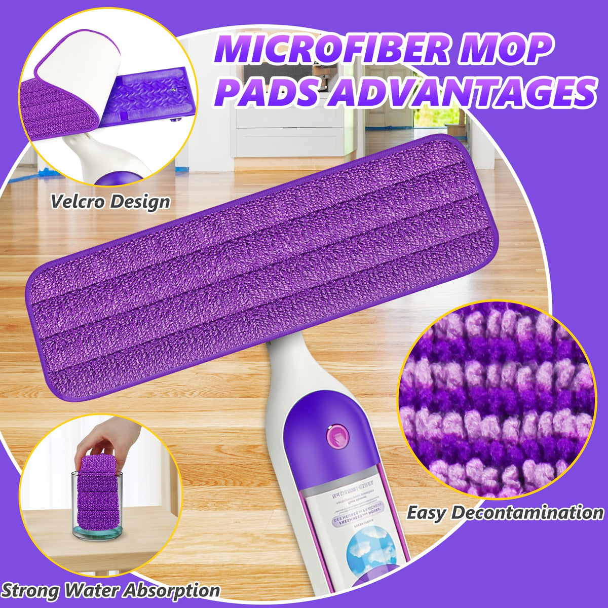 6 Pack Microfiber Mop Pads Washable for Swiffer PowerMop