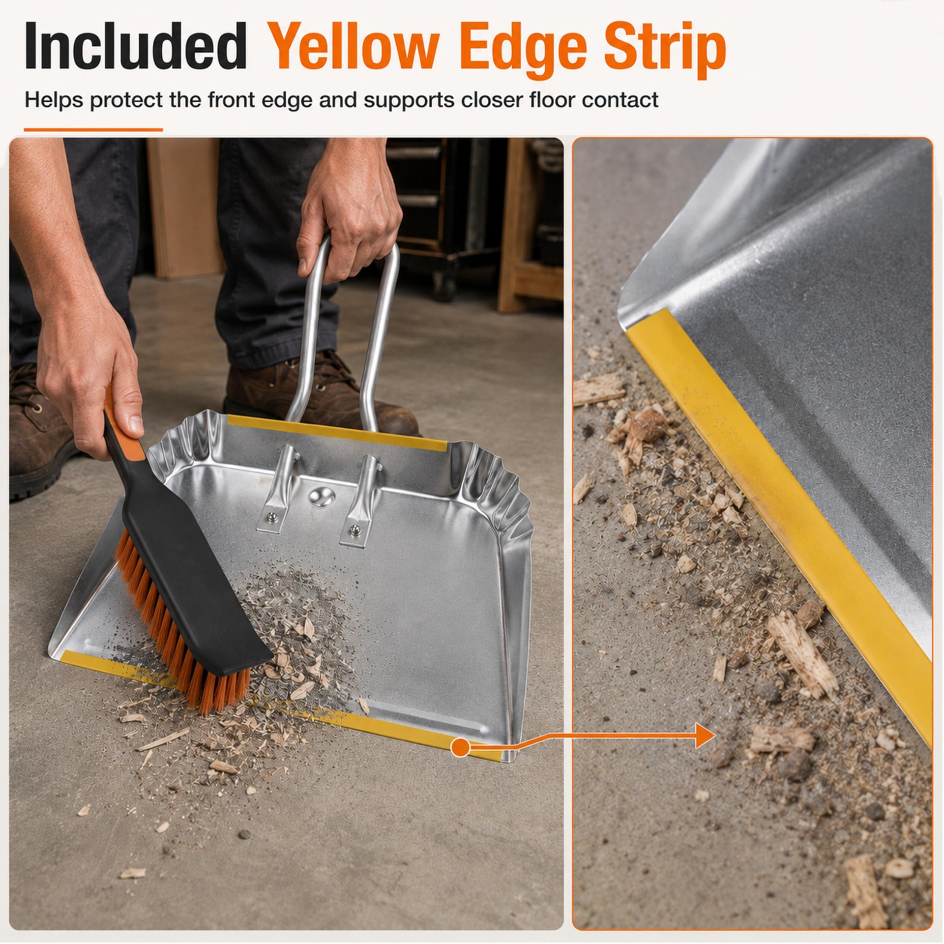 3 Pack 17" Heavy Duty Metal Dust Pans (3 Count)