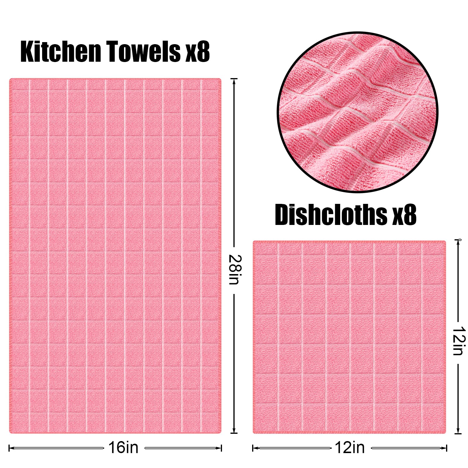 Microfiber Kitchen Towels and Dishcloths Sets (16 Count)