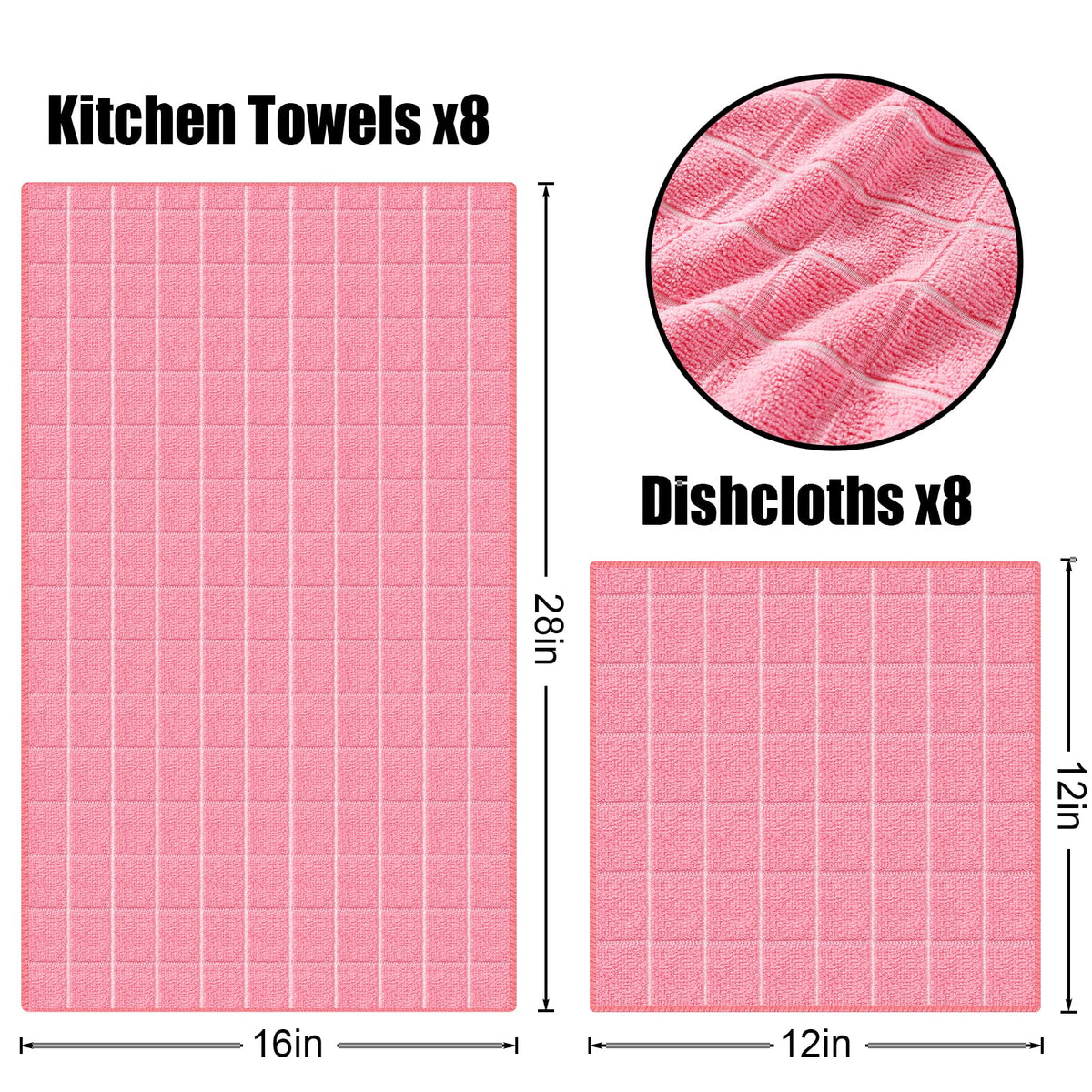 Microfiber Kitchen Towels and Dishcloths Sets (16 Count)