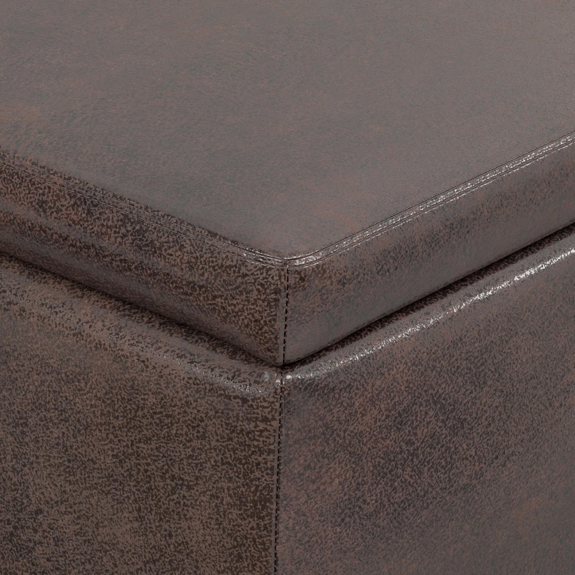 Avalon 48" Wide Vegan Leather Storage Ottoman in Brown