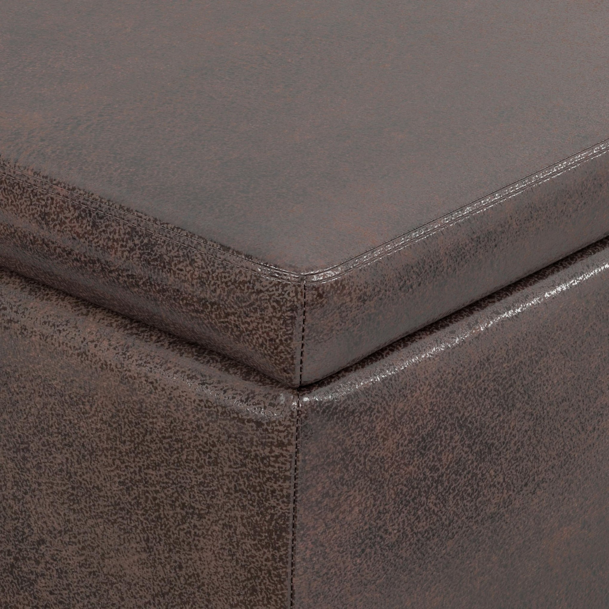 Avalon 48" Wide Vegan Leather Storage Ottoman in Brown