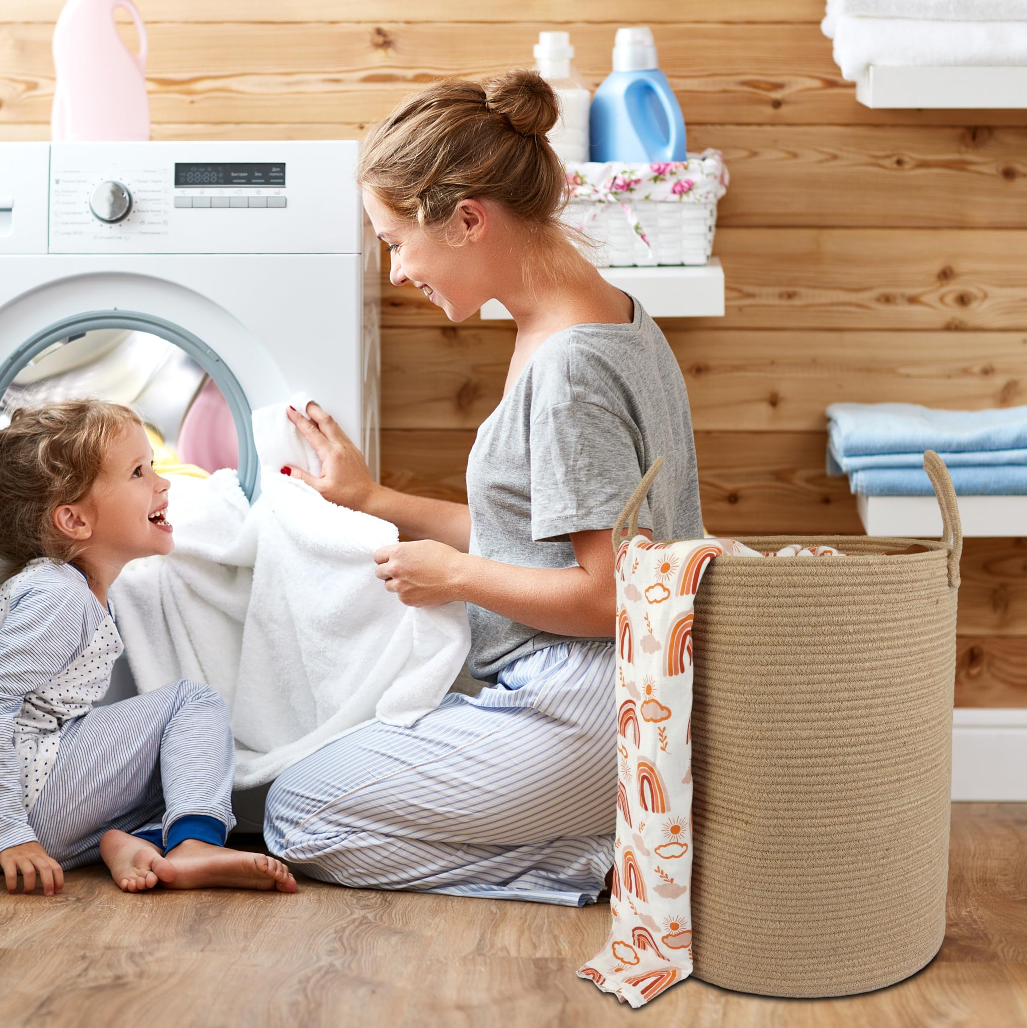 Laundry Basket Laundry Hamper for Clothes Jute Large