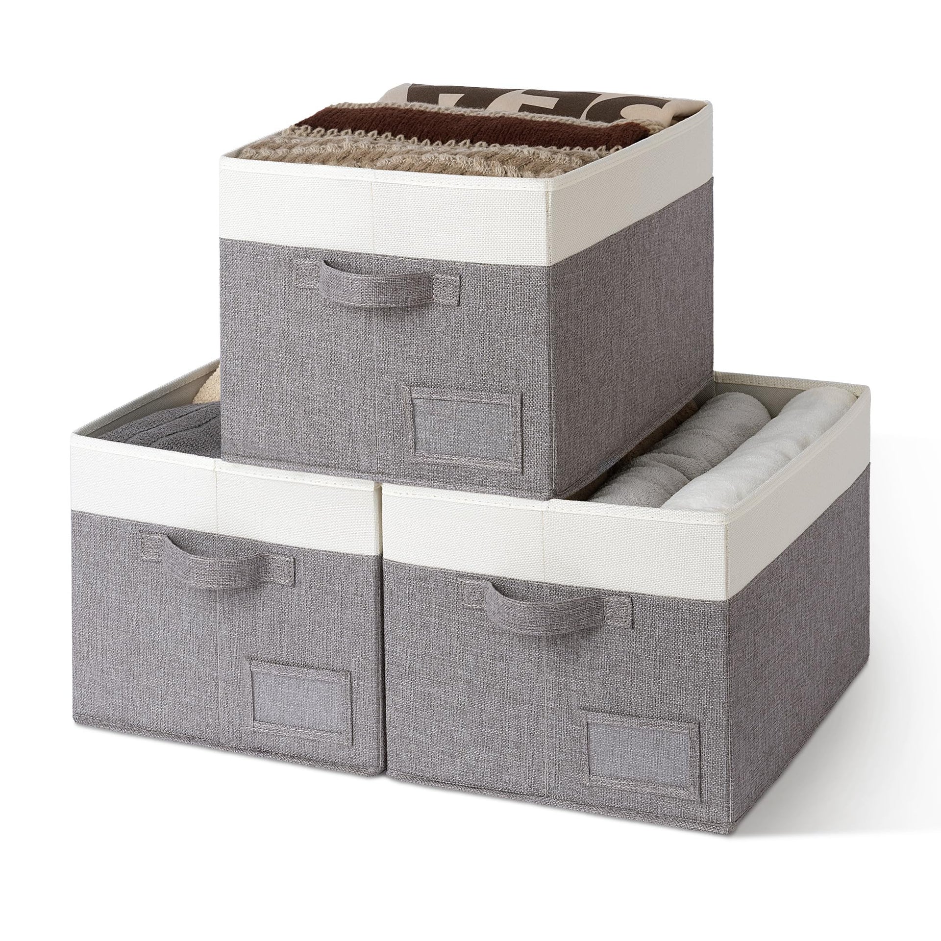 Closet Storage Bins with Label (3 Count)
