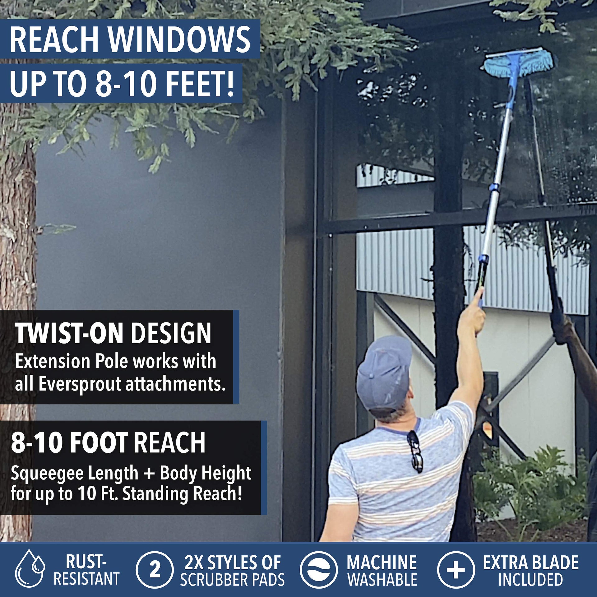 Swivel Squeegee & Microfiber Window Scrubber