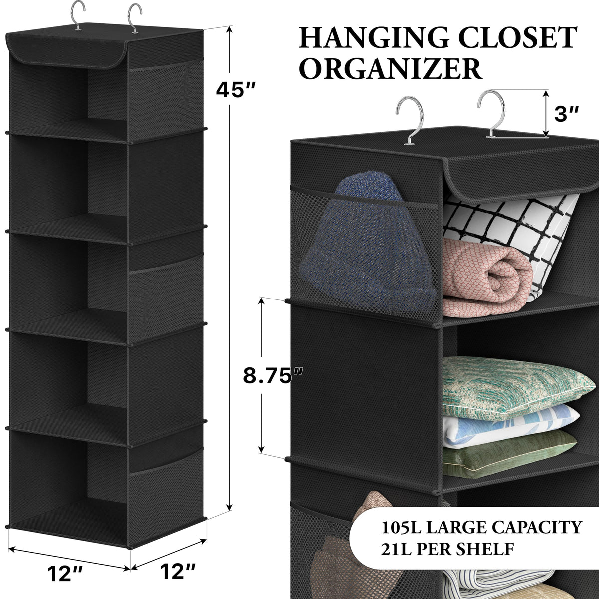 5 Shelf Hanging Closet Organizer