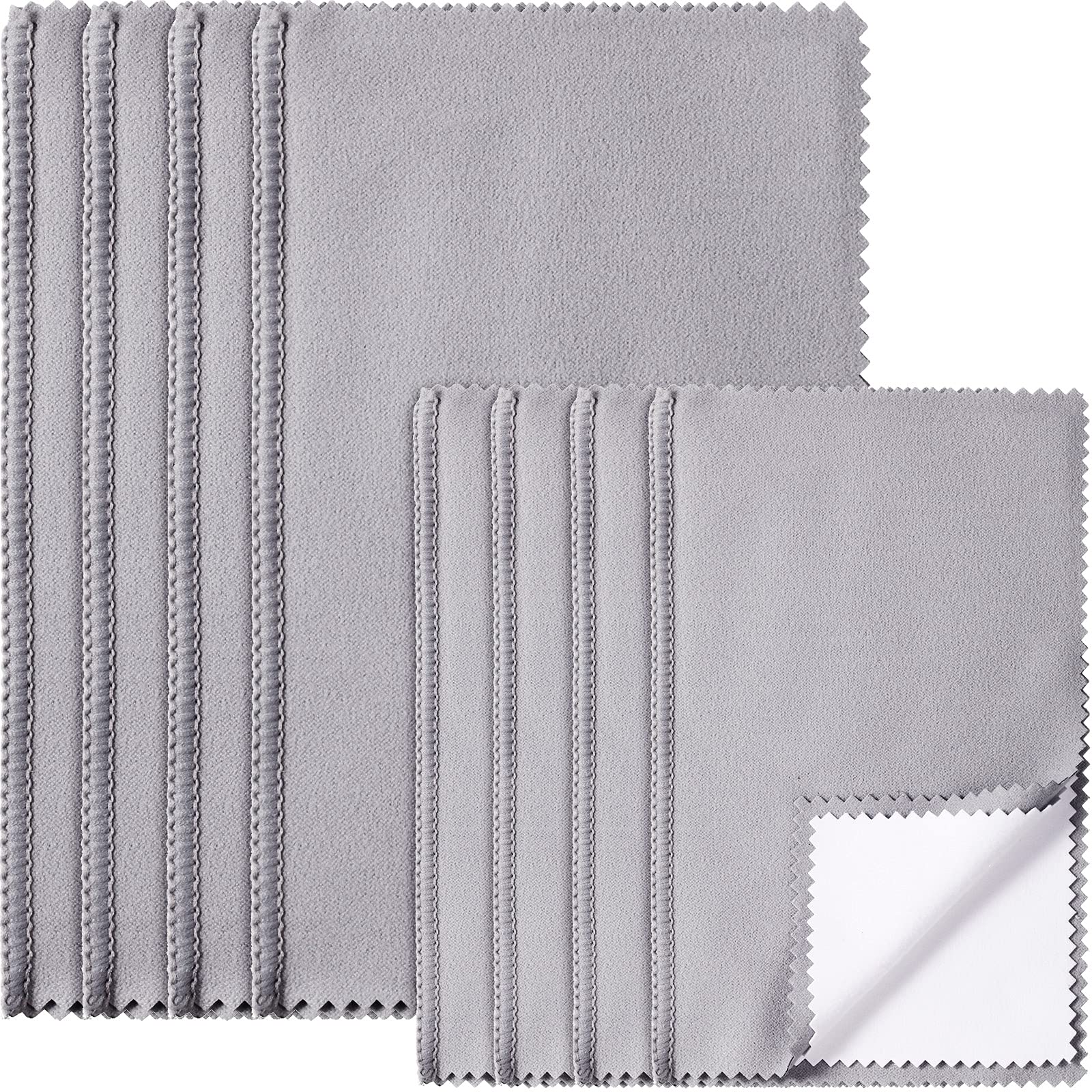 8 Pieces Large Jewelry Polishing Cloth Set Cleaning Cloths Silver Polishing Cleaning for Gold Silver Platinum Jewelry Coins Watches Silverware