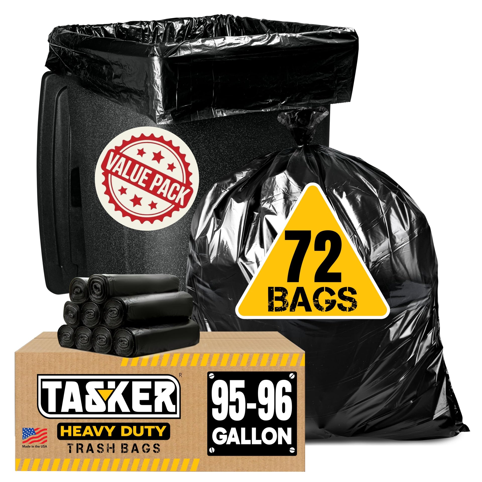 95 Gallon Trash Bags Heavy Duty (72 Count)