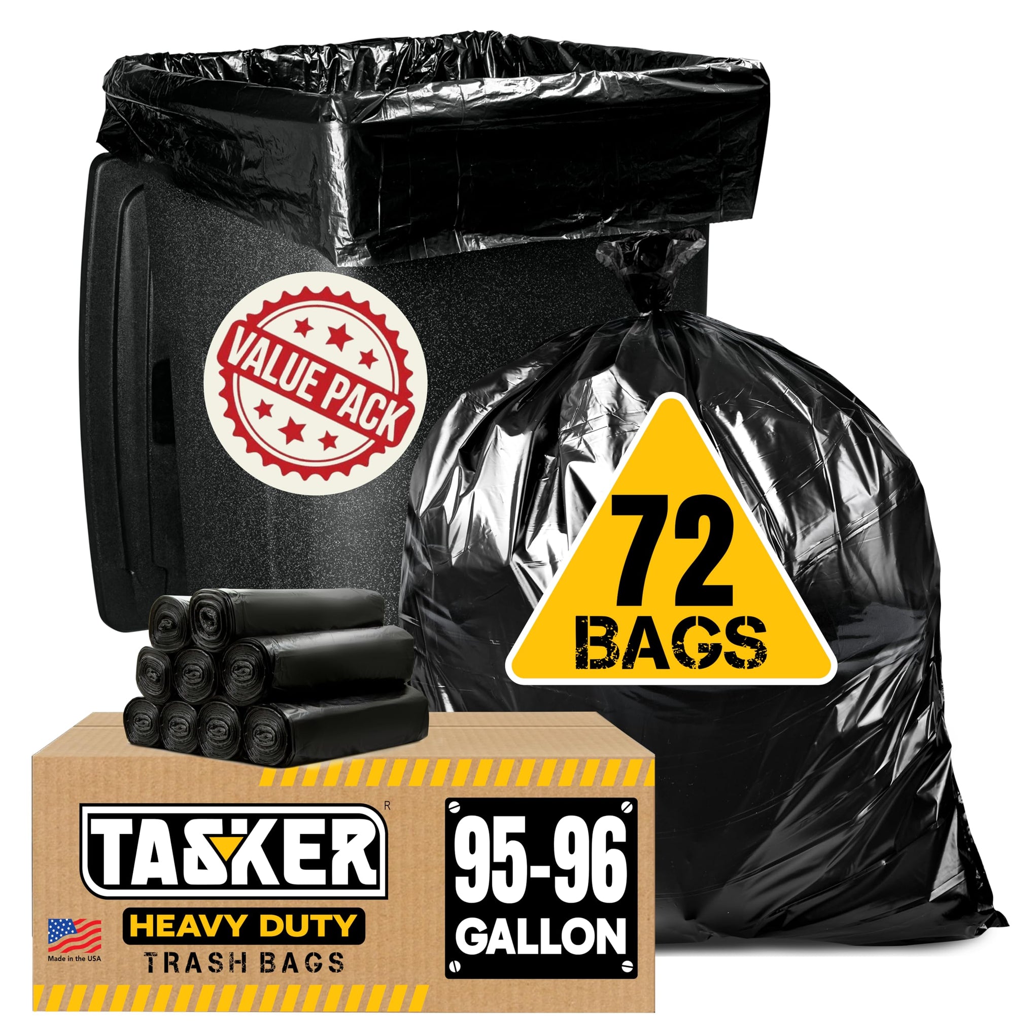 95 Gallon Trash Bags Heavy Duty (72 Count)
