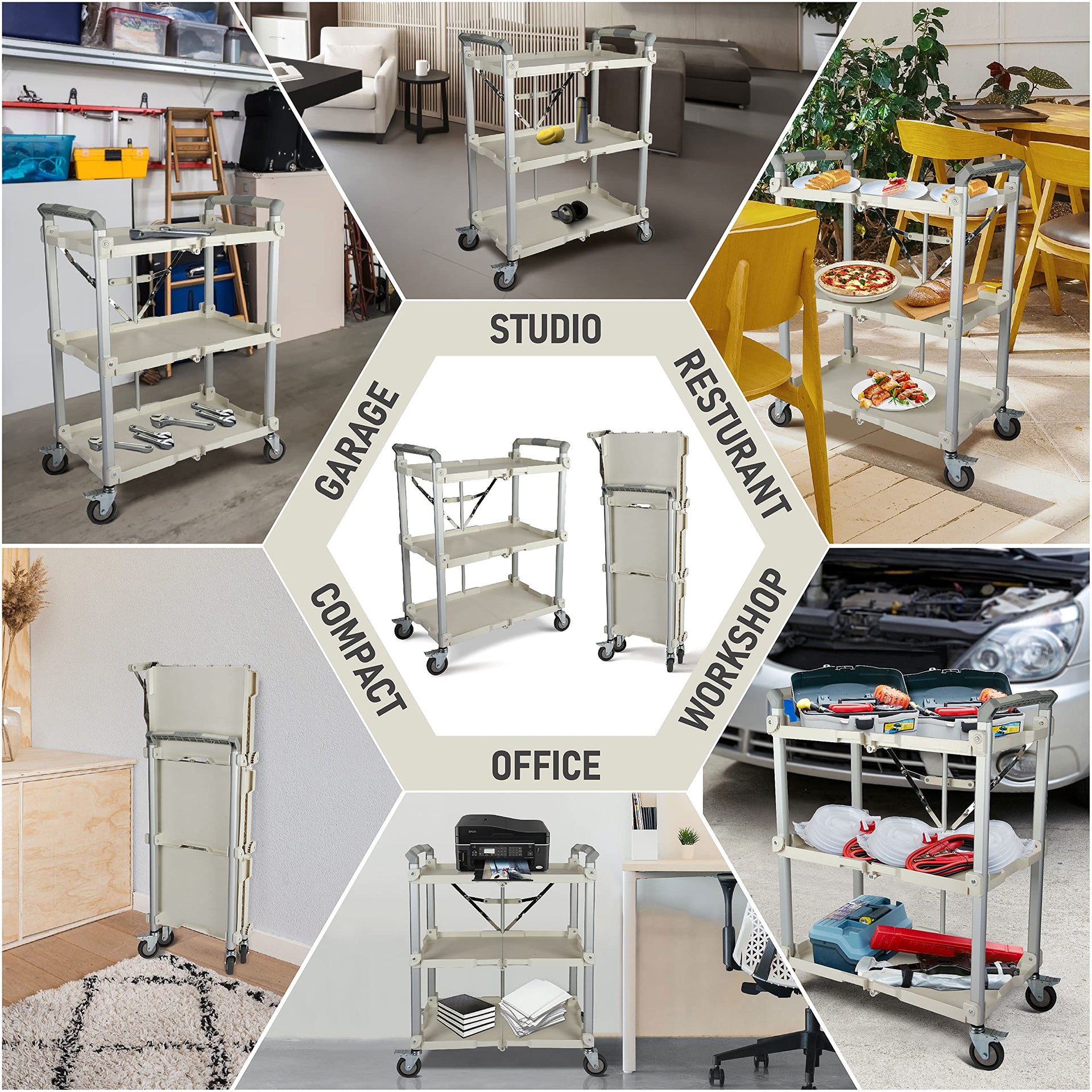 89 355 Pack N Roll Collapsible Service Cart