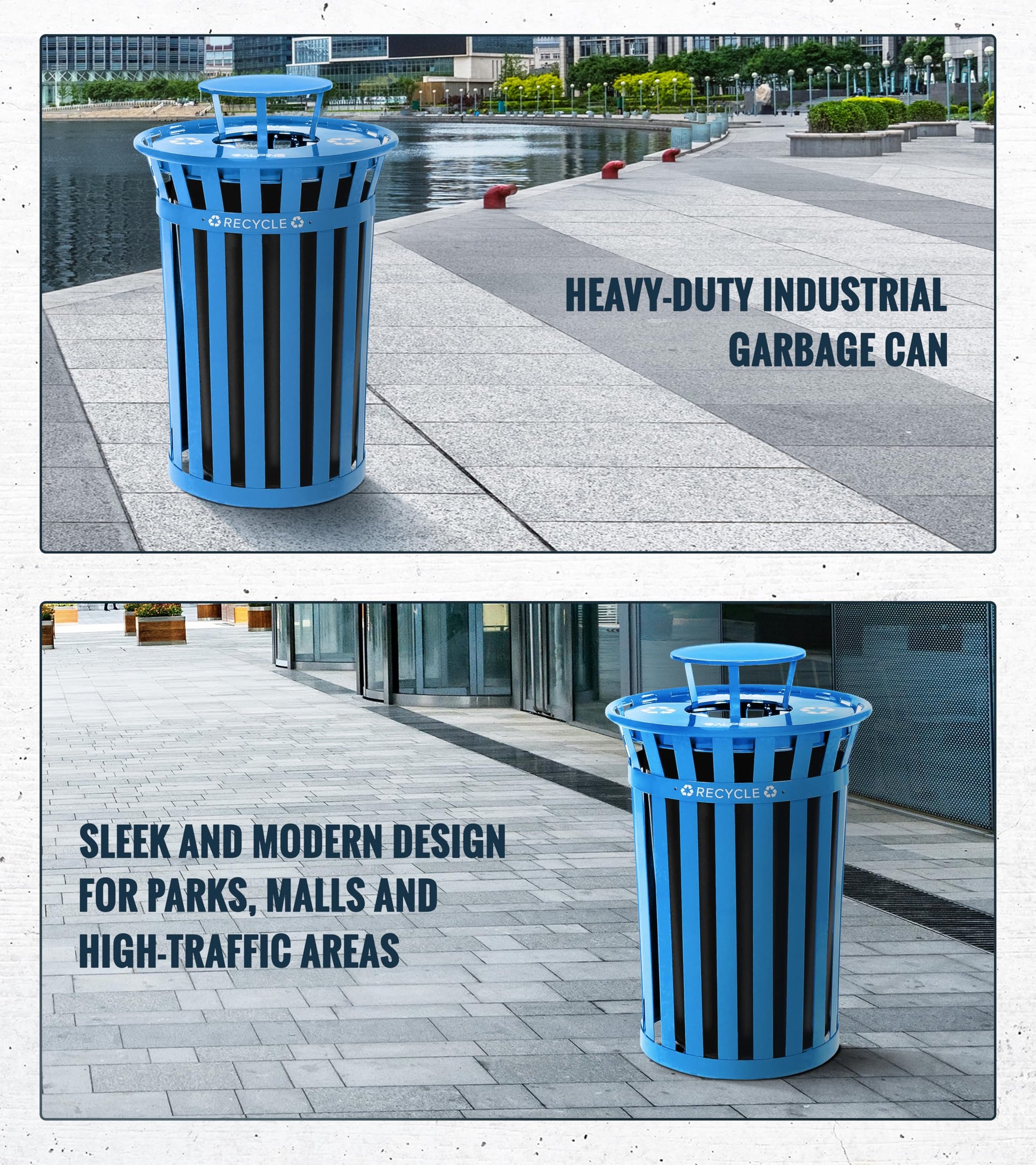 Outdoor Metal Waste Receptacle Rain Bonnet Lid