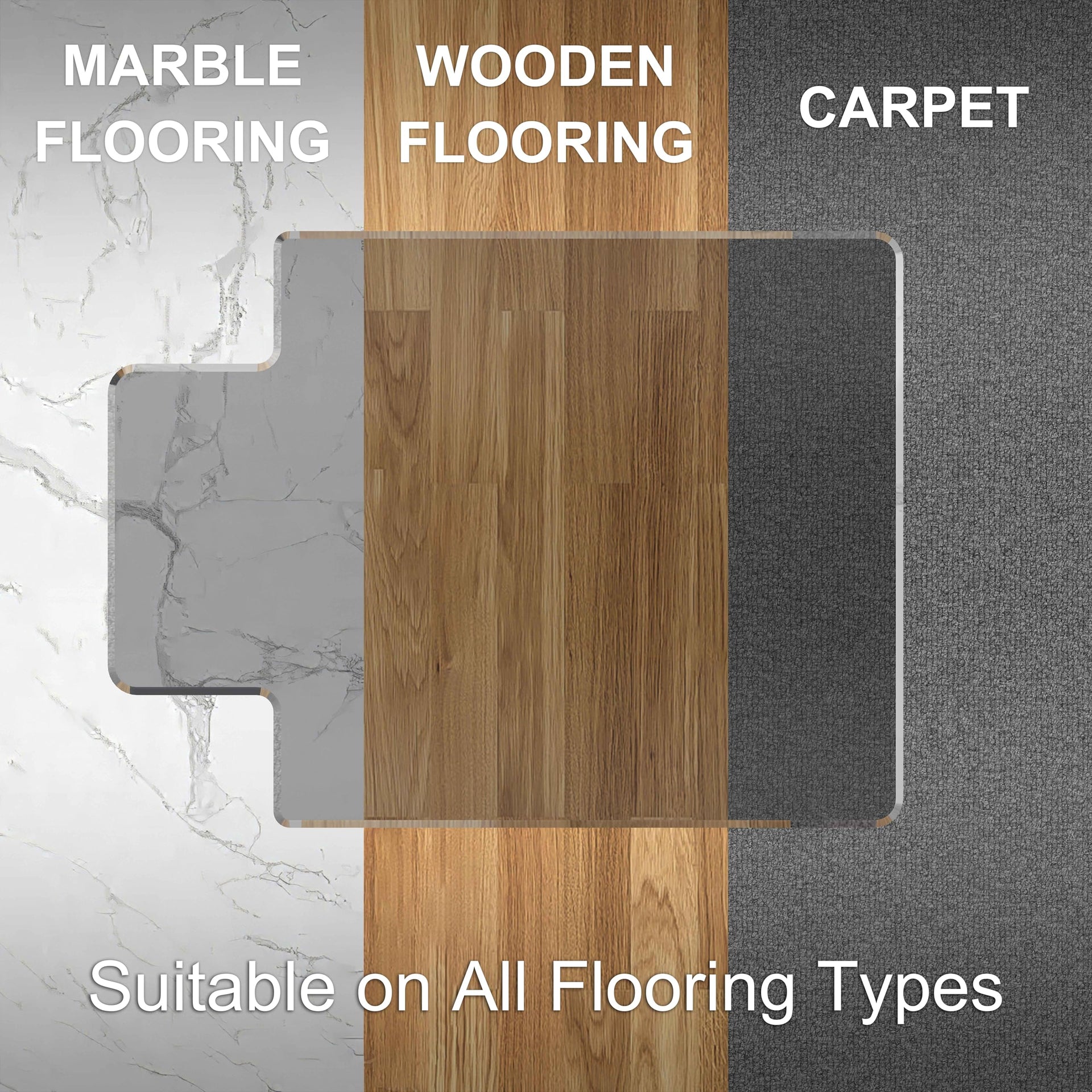Beveled Edge Office Chair Mat for Carpet or Hardwood Floor
