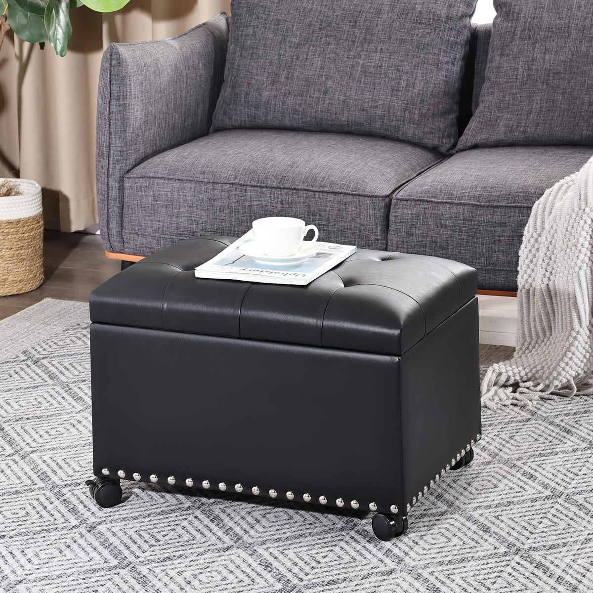 Leather Storage Ottoman