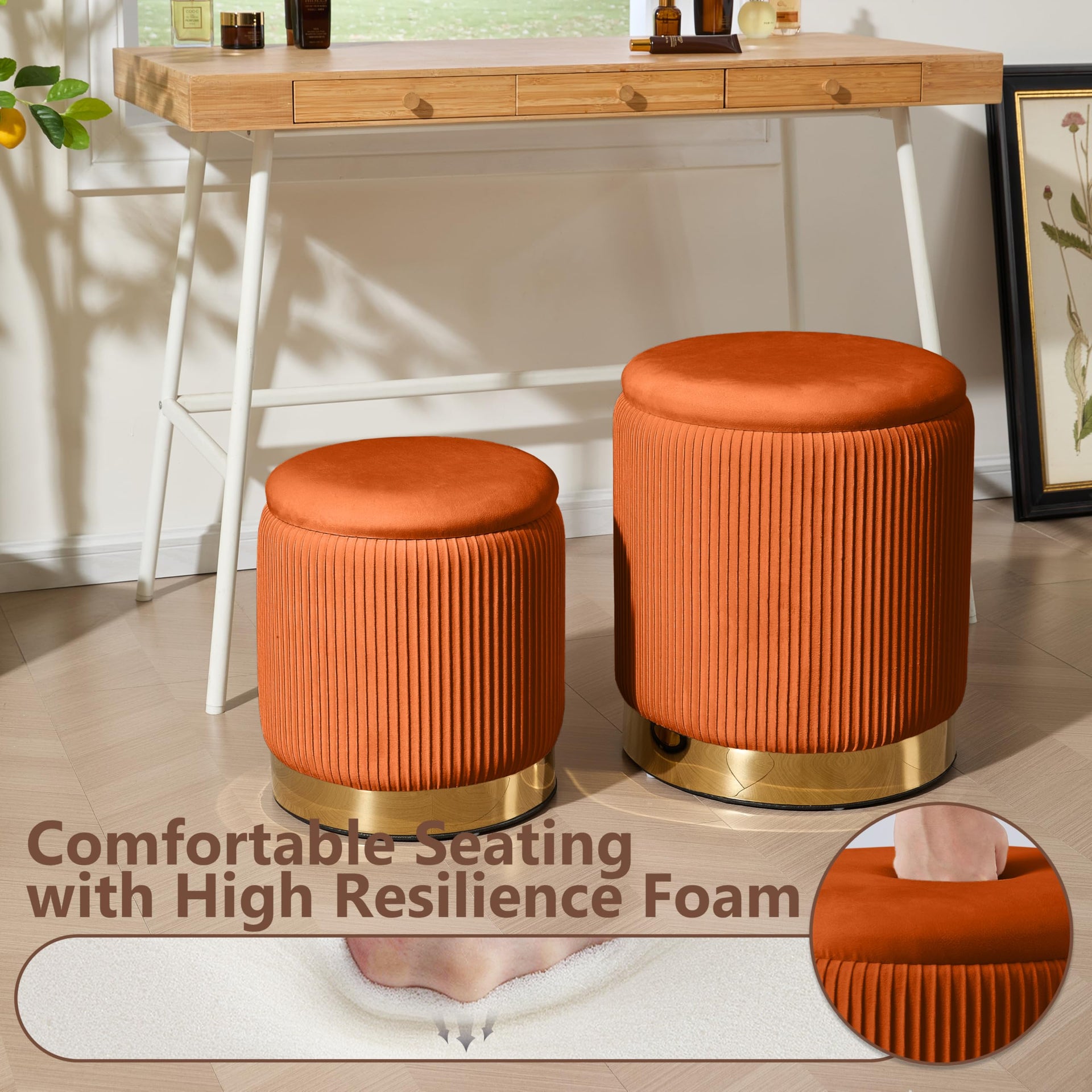 Round Ottoman with Storage Set of 2 (2 Count)
