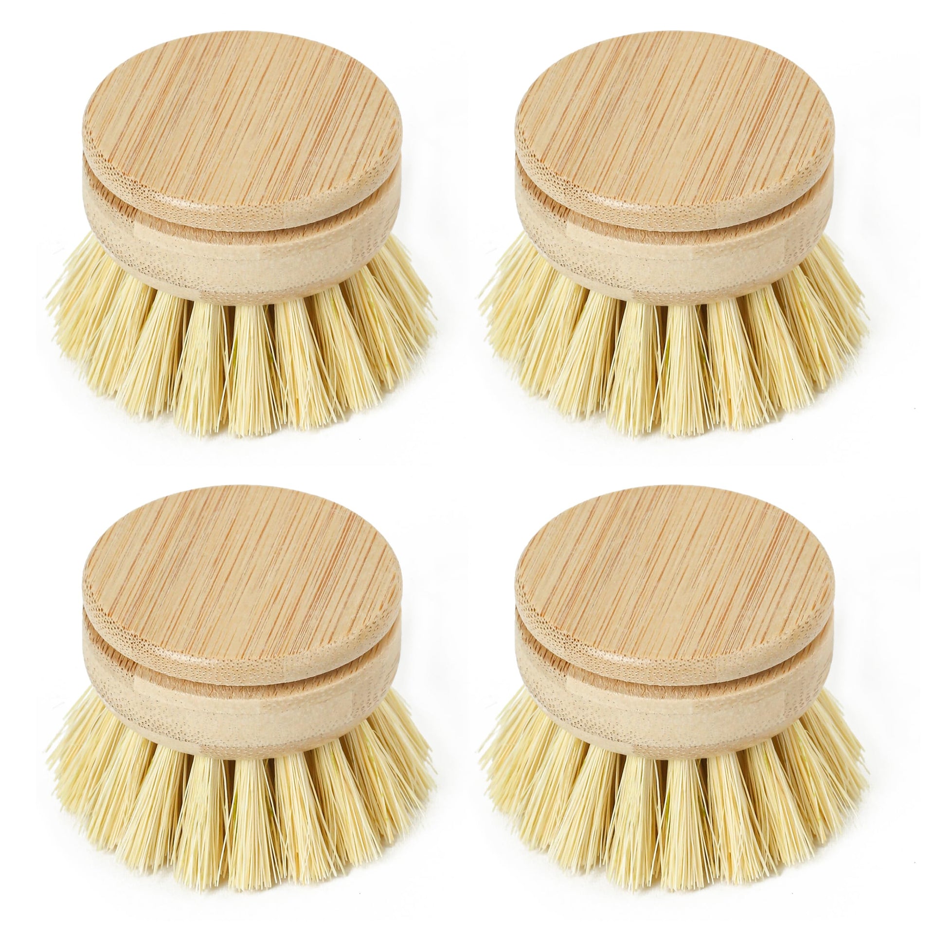Soft Replacement Dish Brush Heads • 4 Pack Sisal Refills (4 Count)
