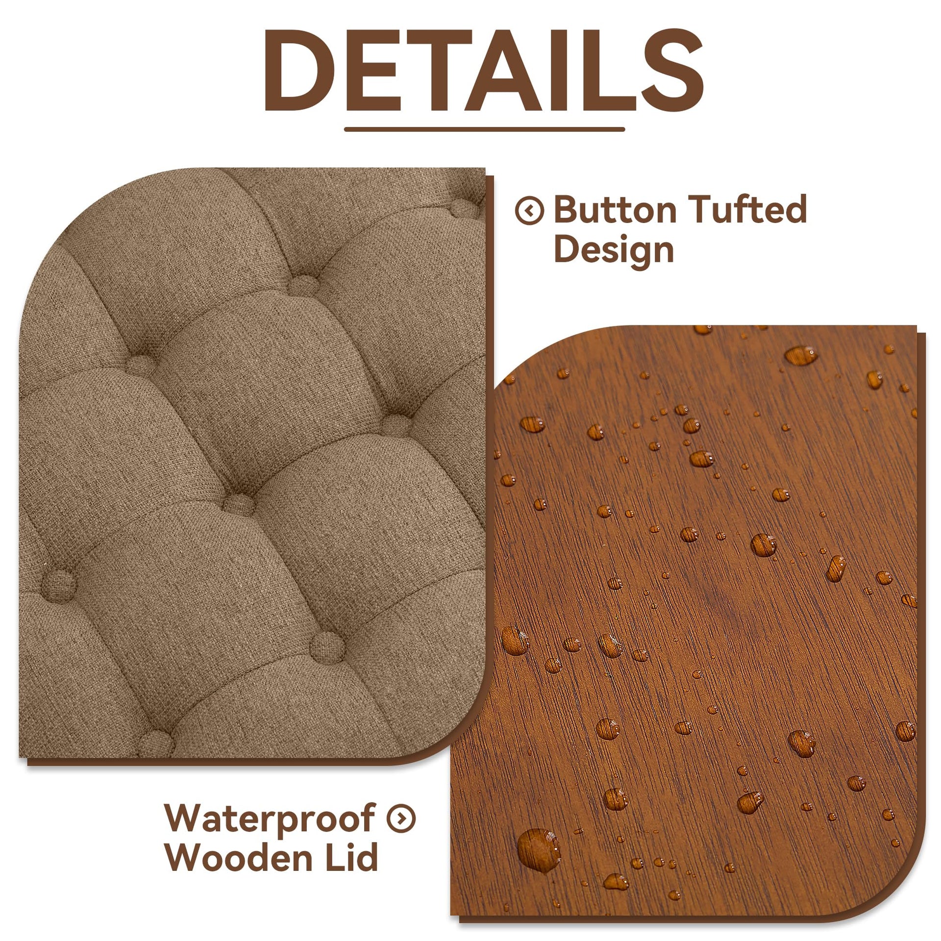 24Inch Round Storage Ottoman with Tray