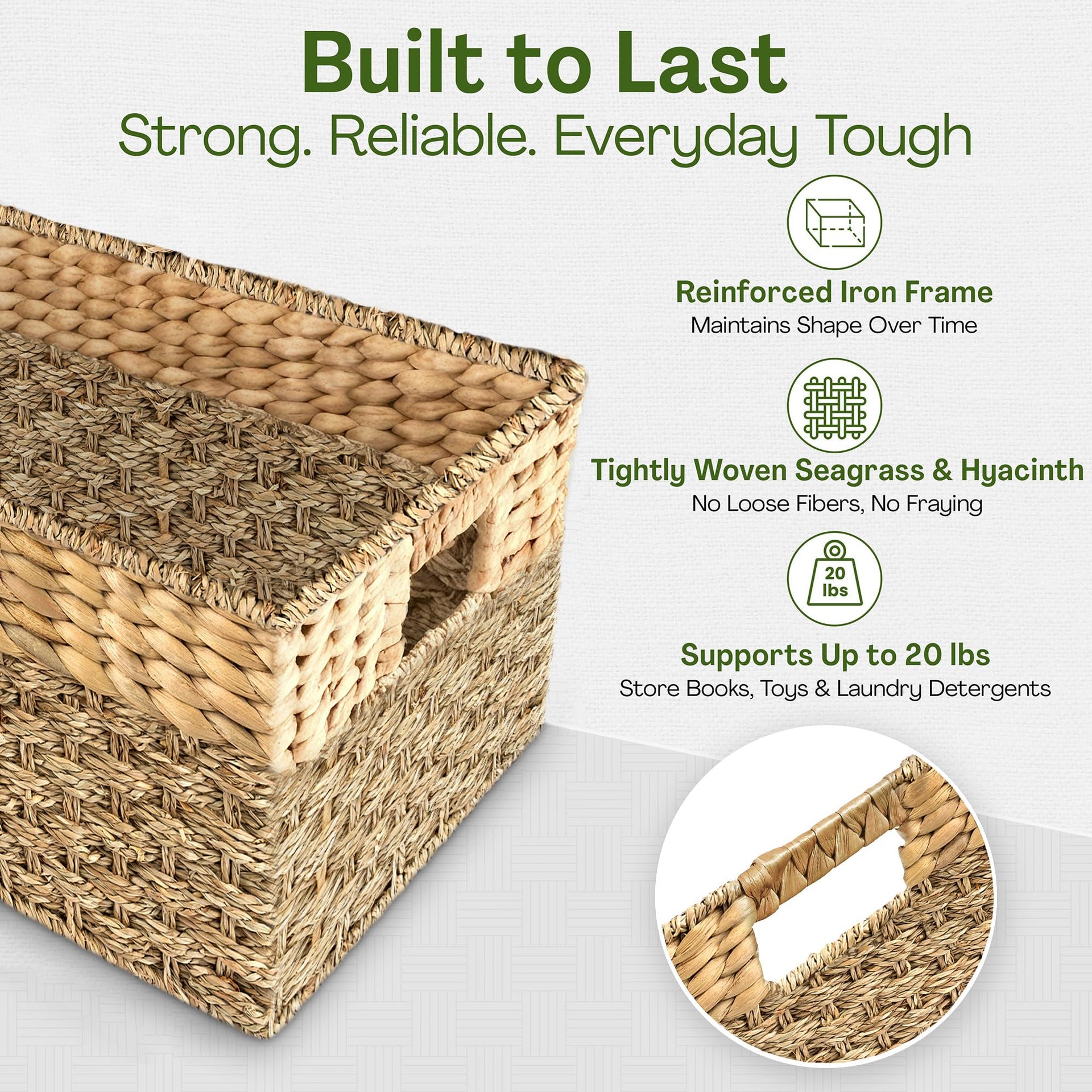 Large Wicker Storage Baskets with Handles