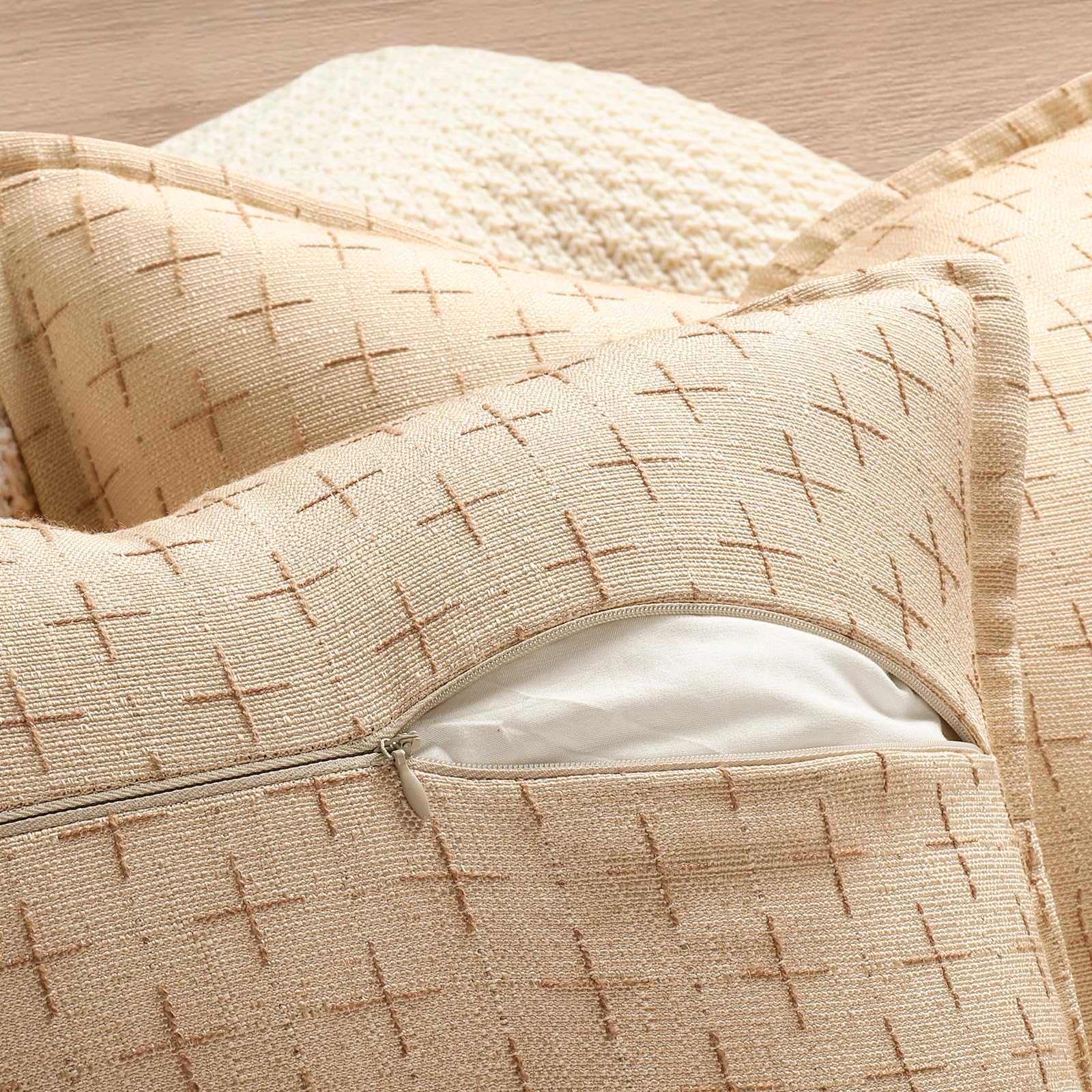 Pillow Covers 26x26 Set of 2 Soft Polyester Textured Pillow Covers with Stylish Flange Edge Cozy Farmhouse Throw Pillows for Couch Bed Sofa Living Room (2 Count)