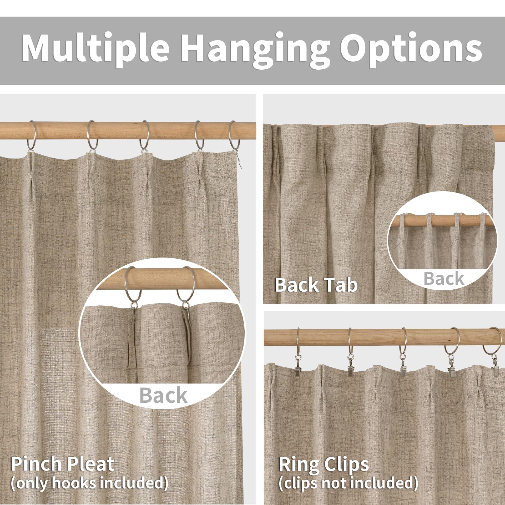 Short Linen Curtains 40 Inch Length for Cafe Window (2 Count)
