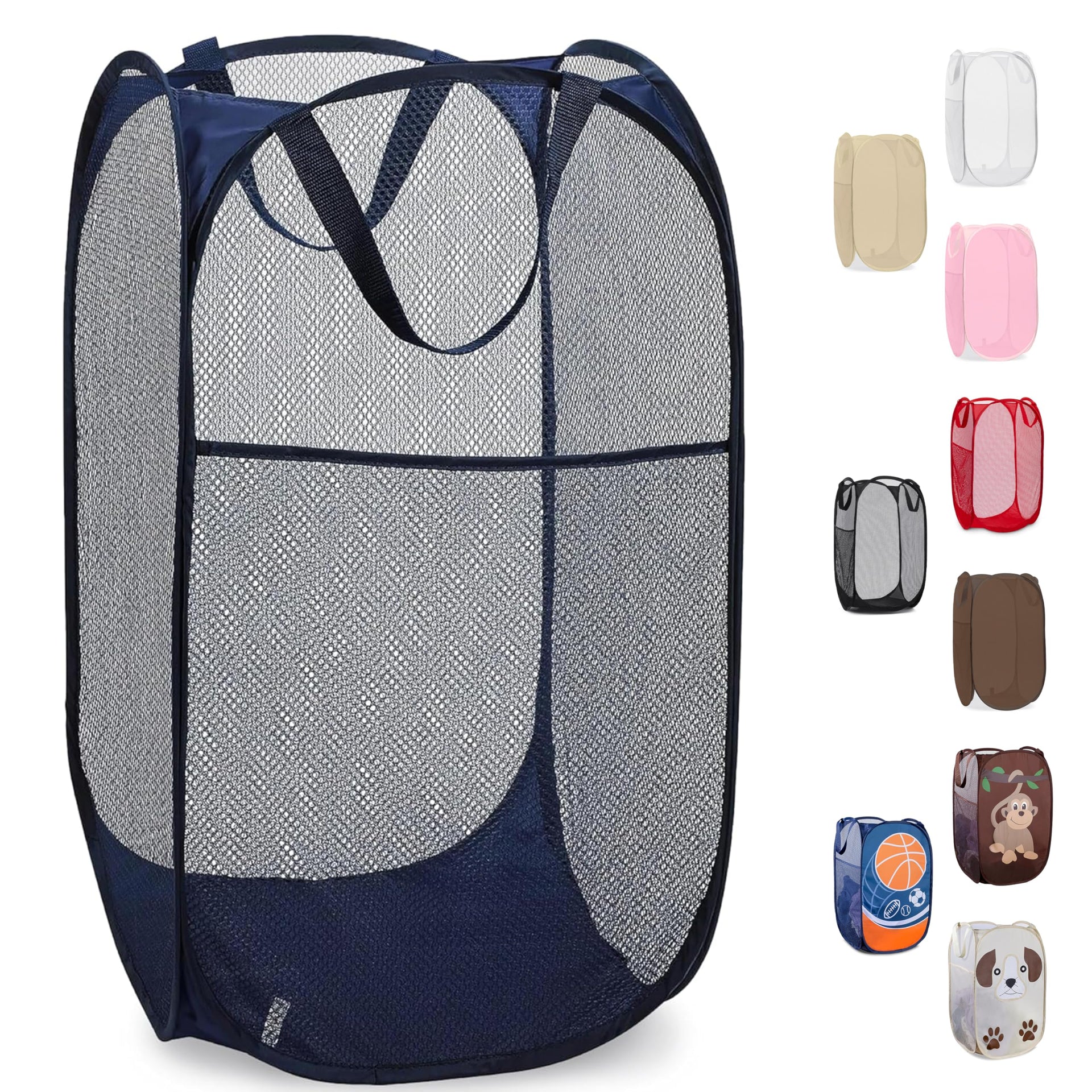 Collapsible Mesh Foldable Hamper 14" x 14' x 24" Navy Blue