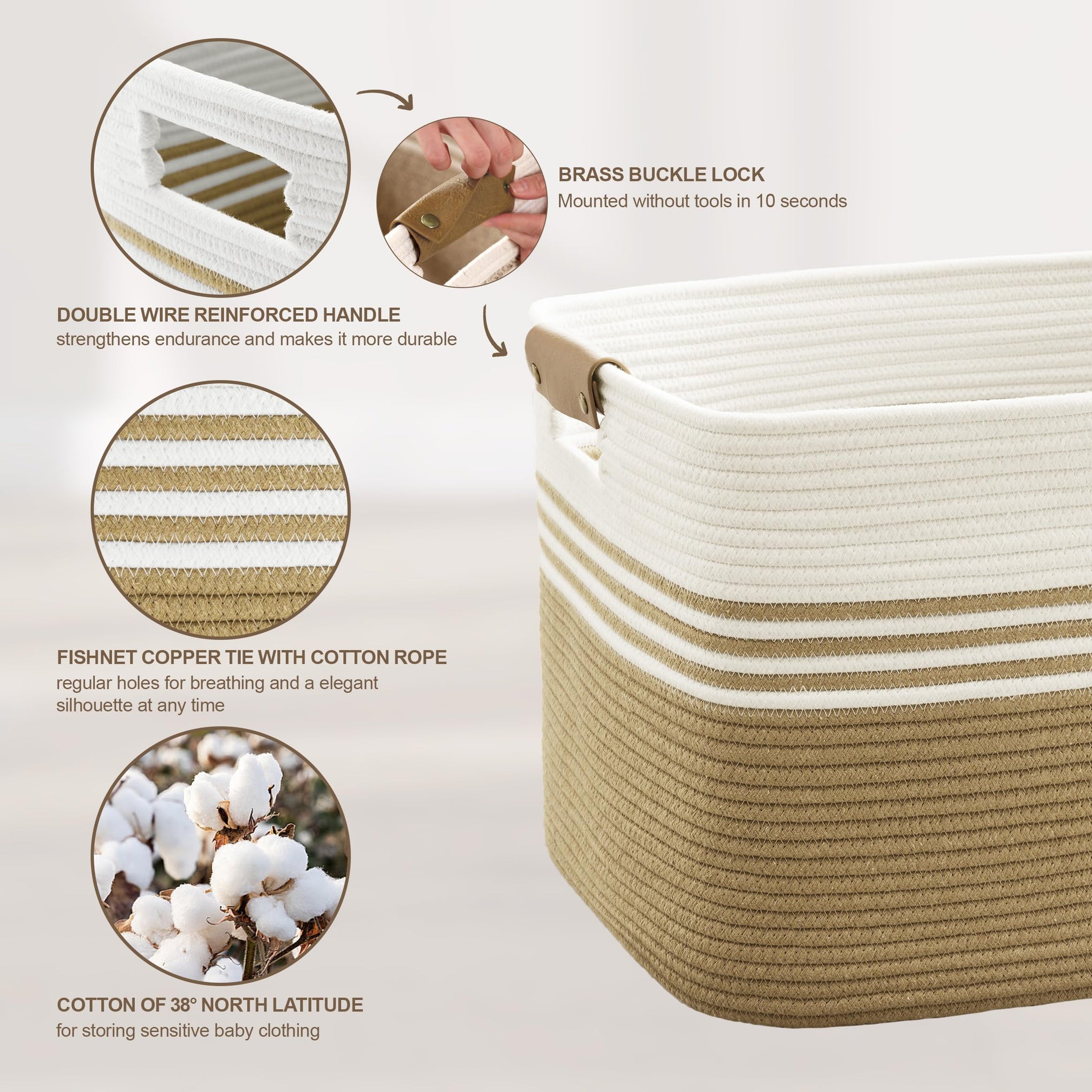 86L Large Woven Laundry Basket Hamper with Leather Handles - ModHome Supplies