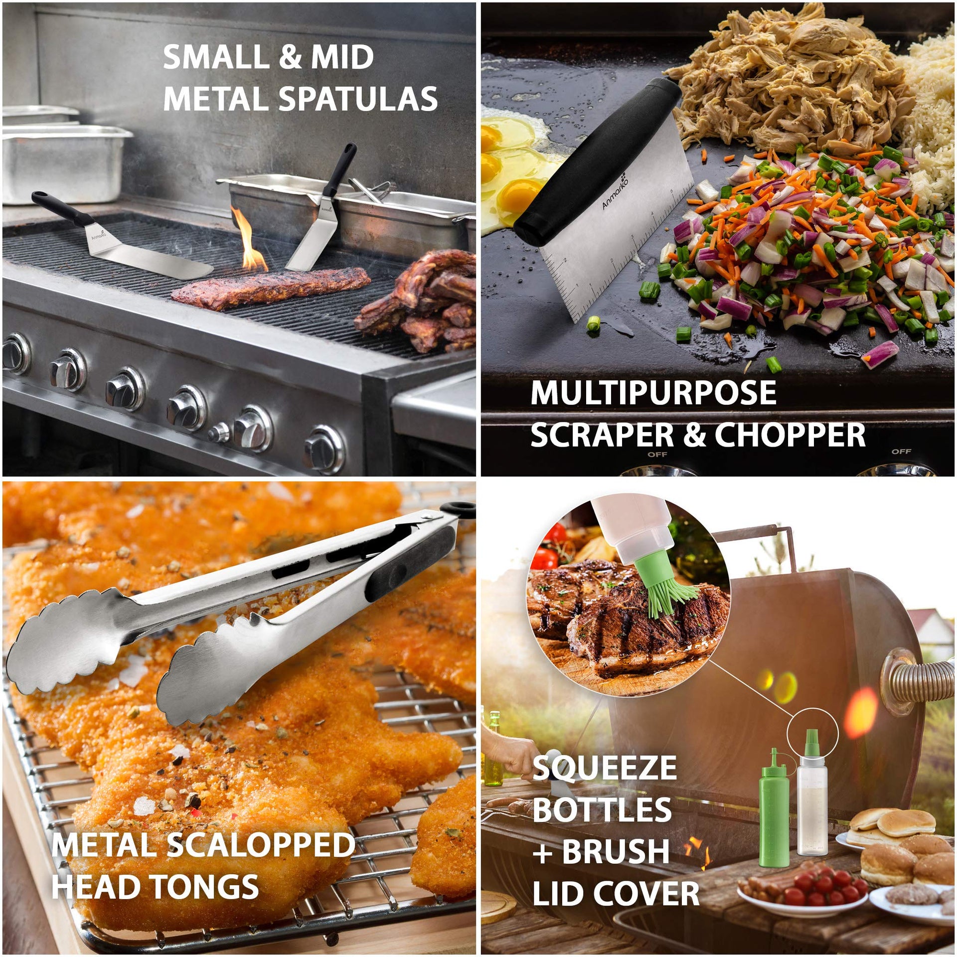 Metal Spatula Set Stainless Steel and Scraper (6 Count)