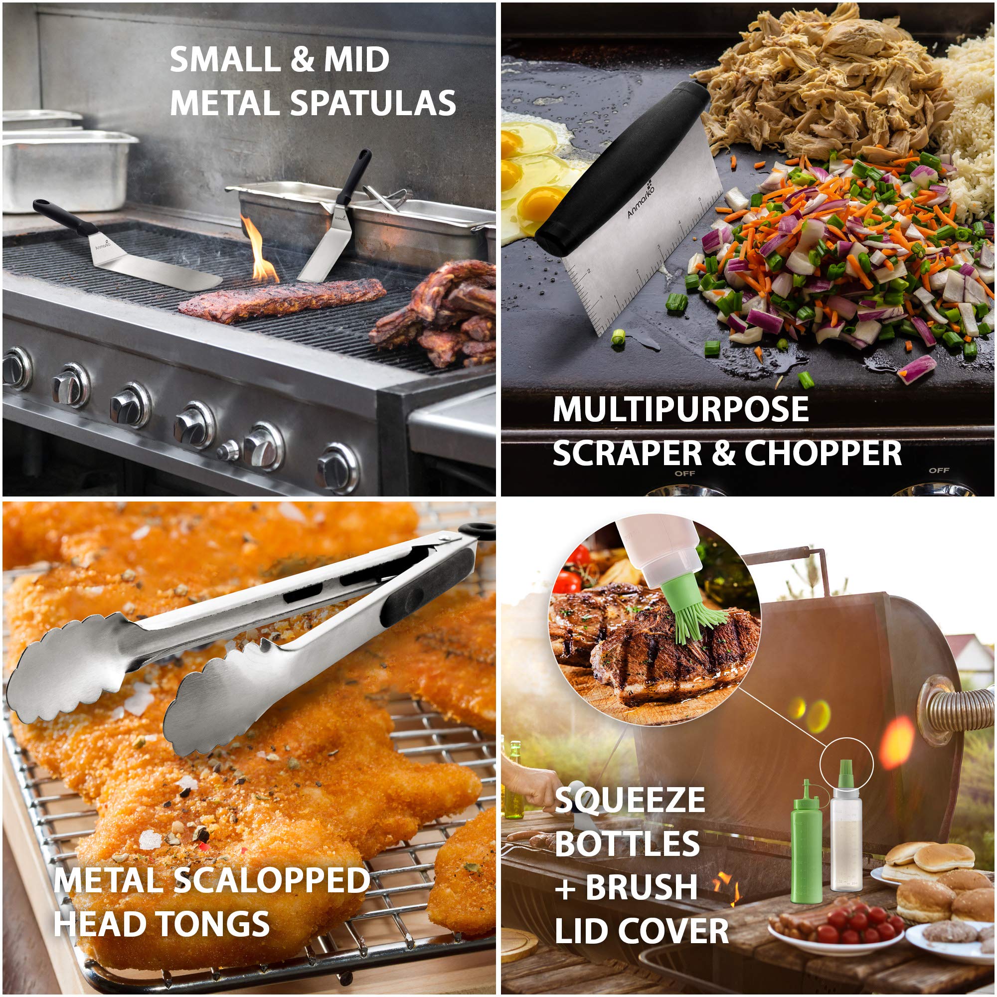Metal Spatula Set Stainless Steel and Scraper (6 Count)