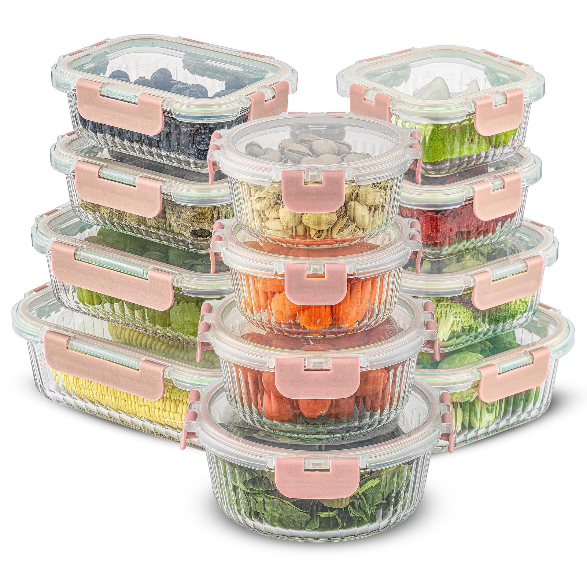 24pc Borosilicate Glass Storage Containers with Lids (24 Count)