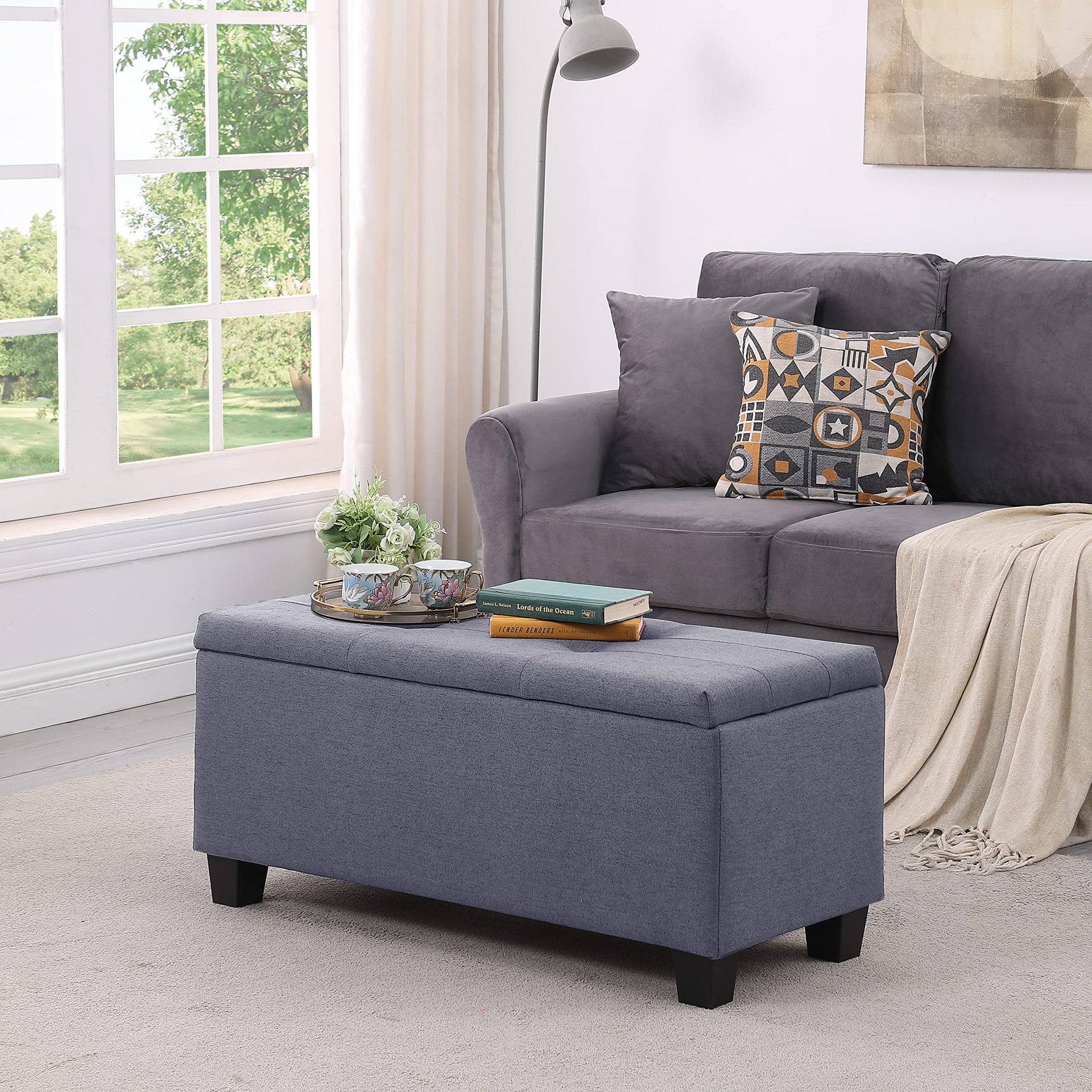 38'' Hinged Storage Ottoman w (3 Count)