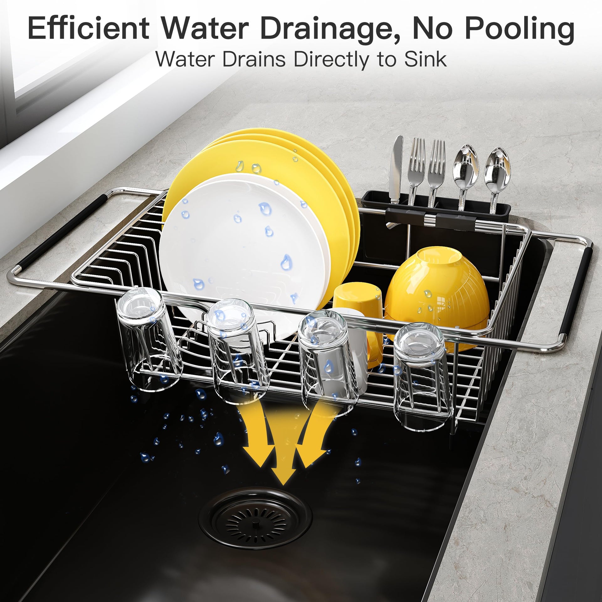 in Sink Dish Drying Rack with Drainboard and Utensil Holder