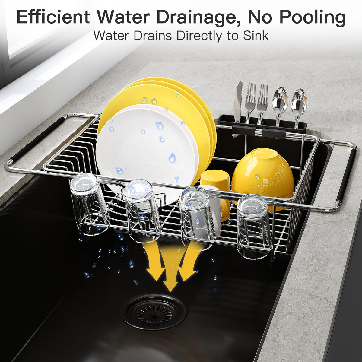 in Sink Dish Drying Rack with Drainboard and Utensil Holder