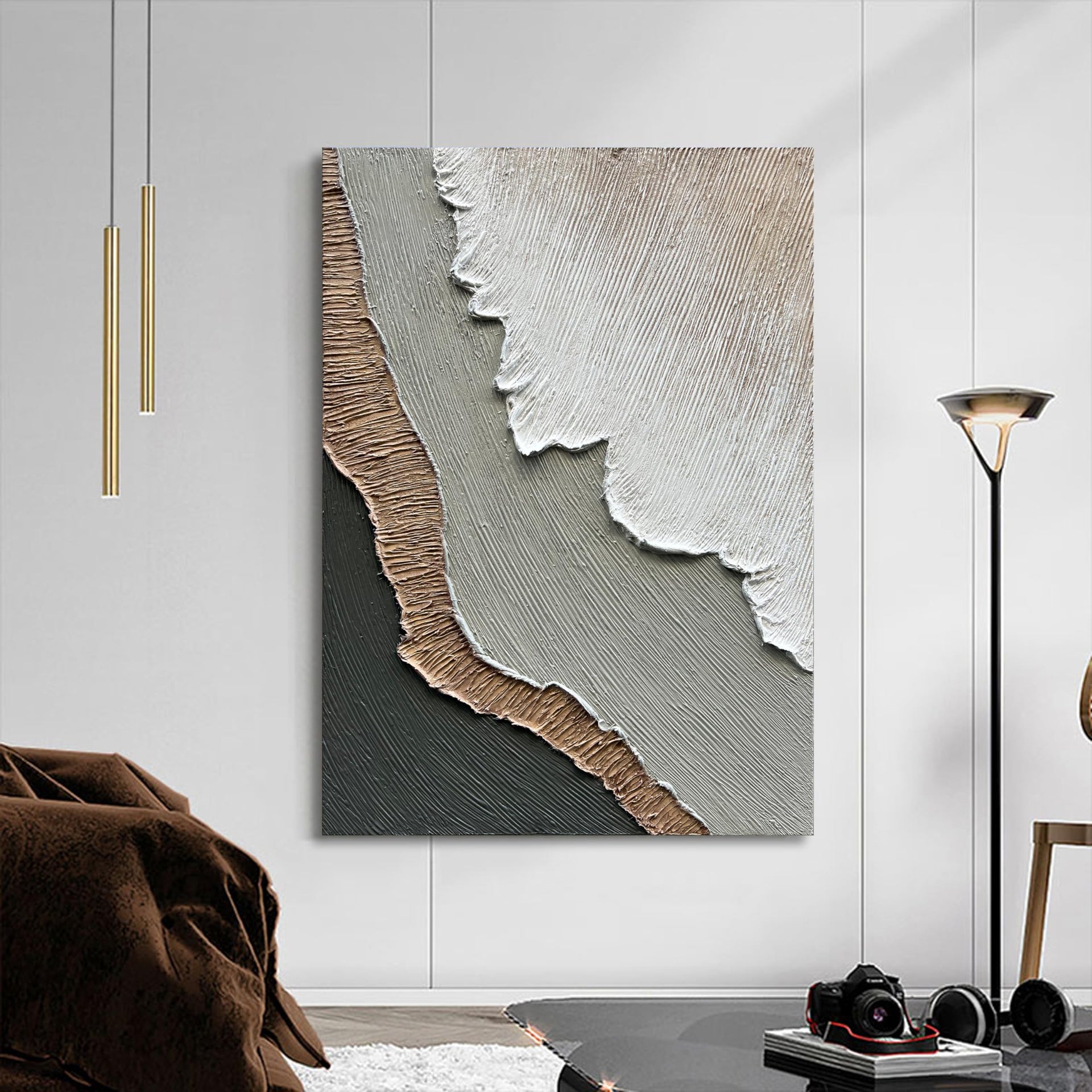 Art Hand Painted Beach Wave Landscape Oil Painting 40x28 Inch Abstract Wall Decorative Art
