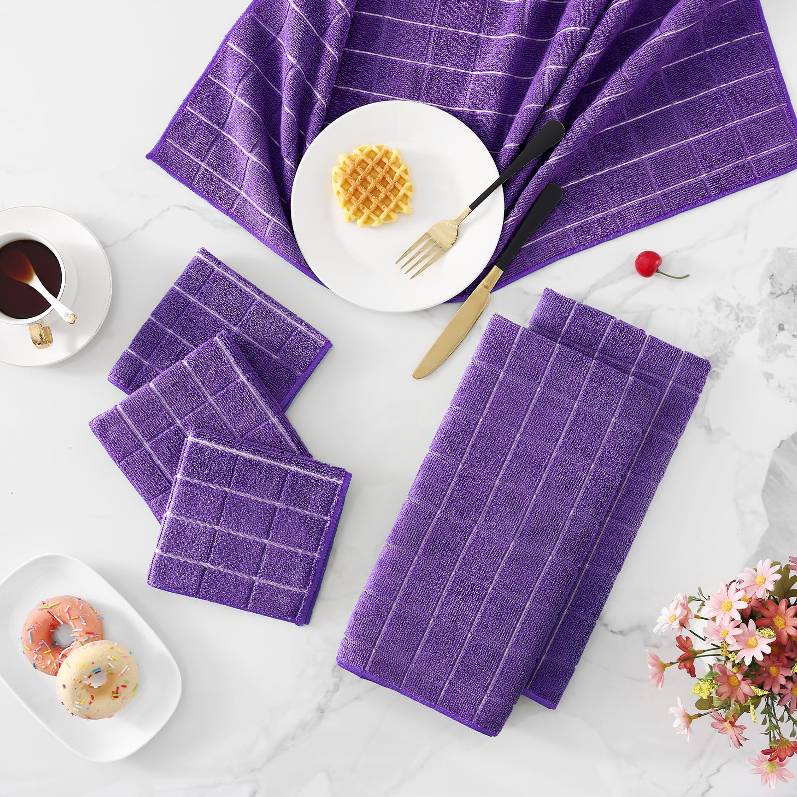 Microfiber Kitchen Towels and Dishcloths Sets (12 Count)