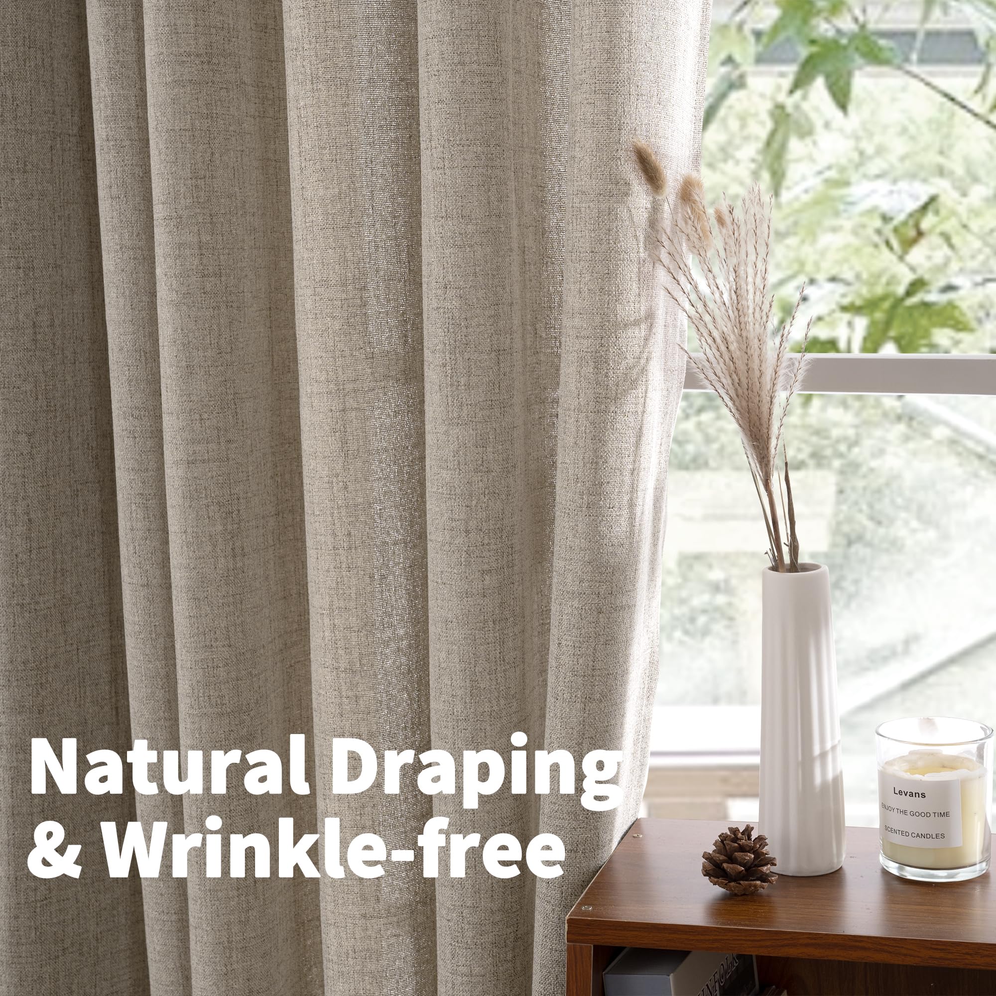 Small Linen Curtains 36 Inch Length for Kitchen Window Over Sink (2 Count)
