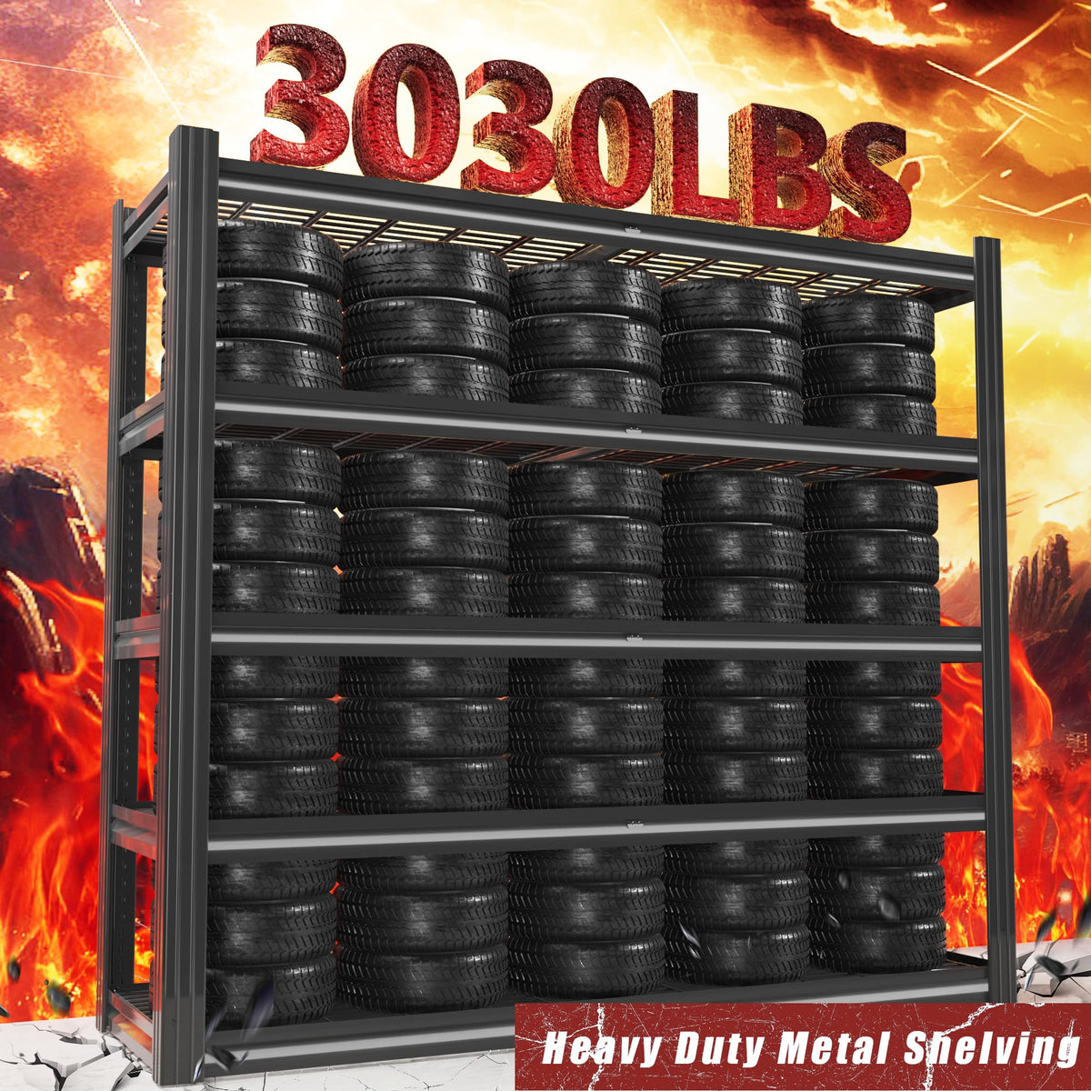 48" W Metal Garage Shelving 5 Tier Storage Shelves Heavy Duty 3030LBS