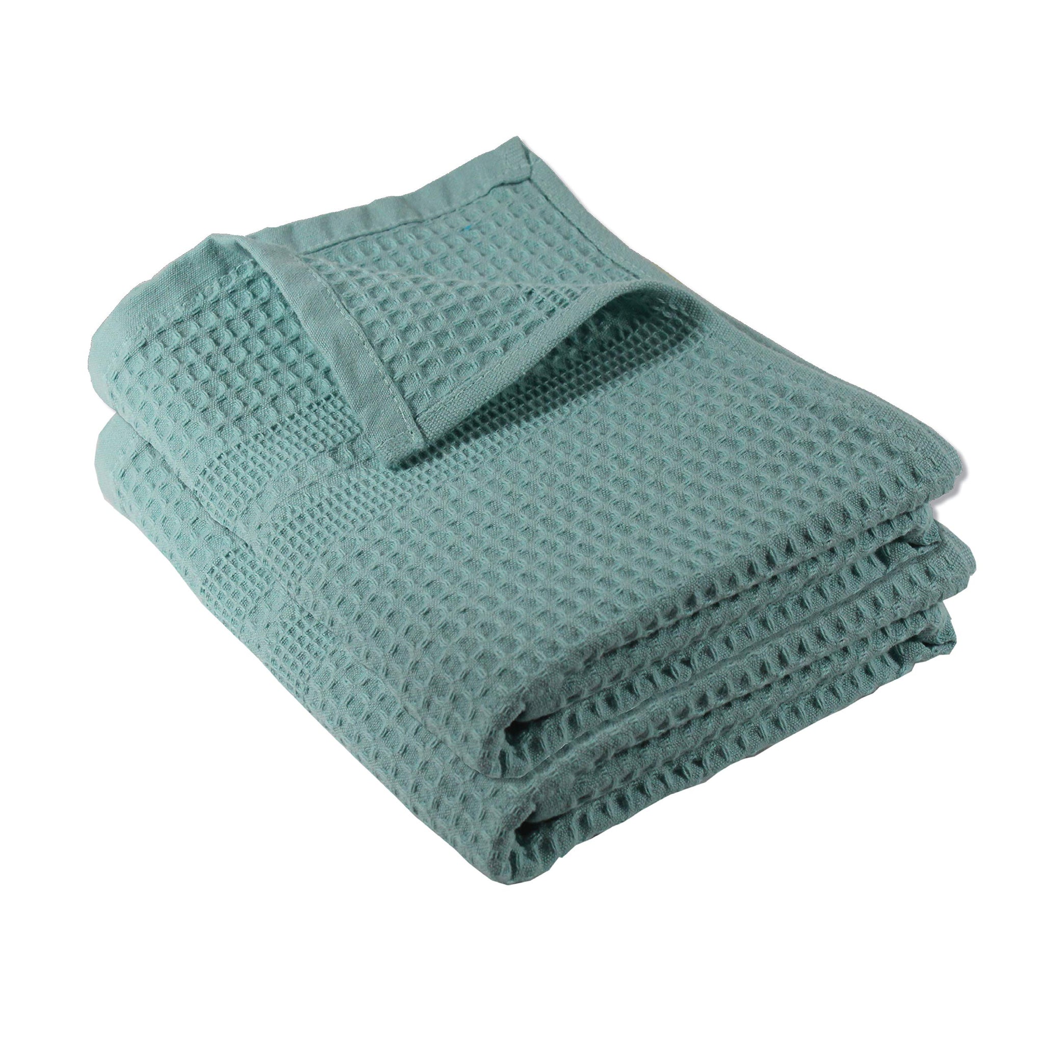 Waffle Hand Towels for Bathroom Quick Dry Towel Super Absorbent Thin 100% Cotton Lint Free (2 Count)