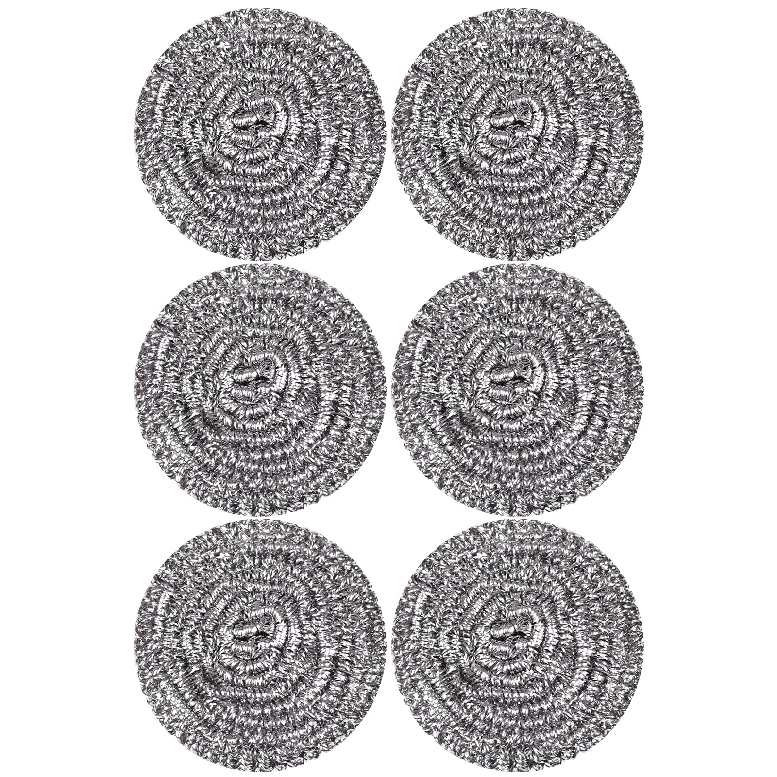 Stainless Steel Scourer Heavy Duty Scrubber Pads Steel Wool Pack of 6 (6 Count)
