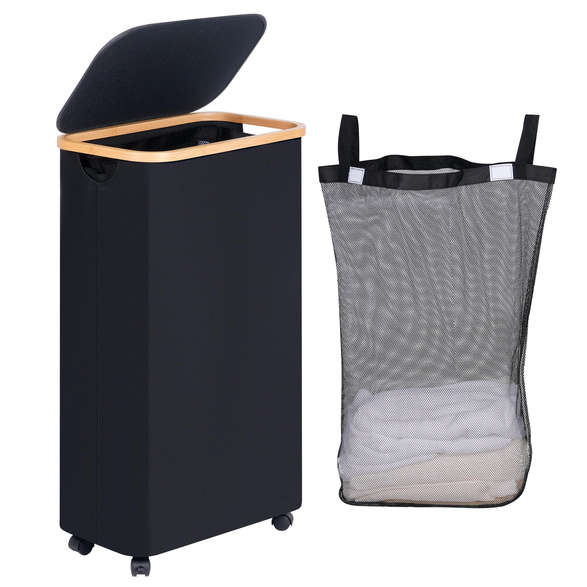 Slim Laundry Basket with Wheels