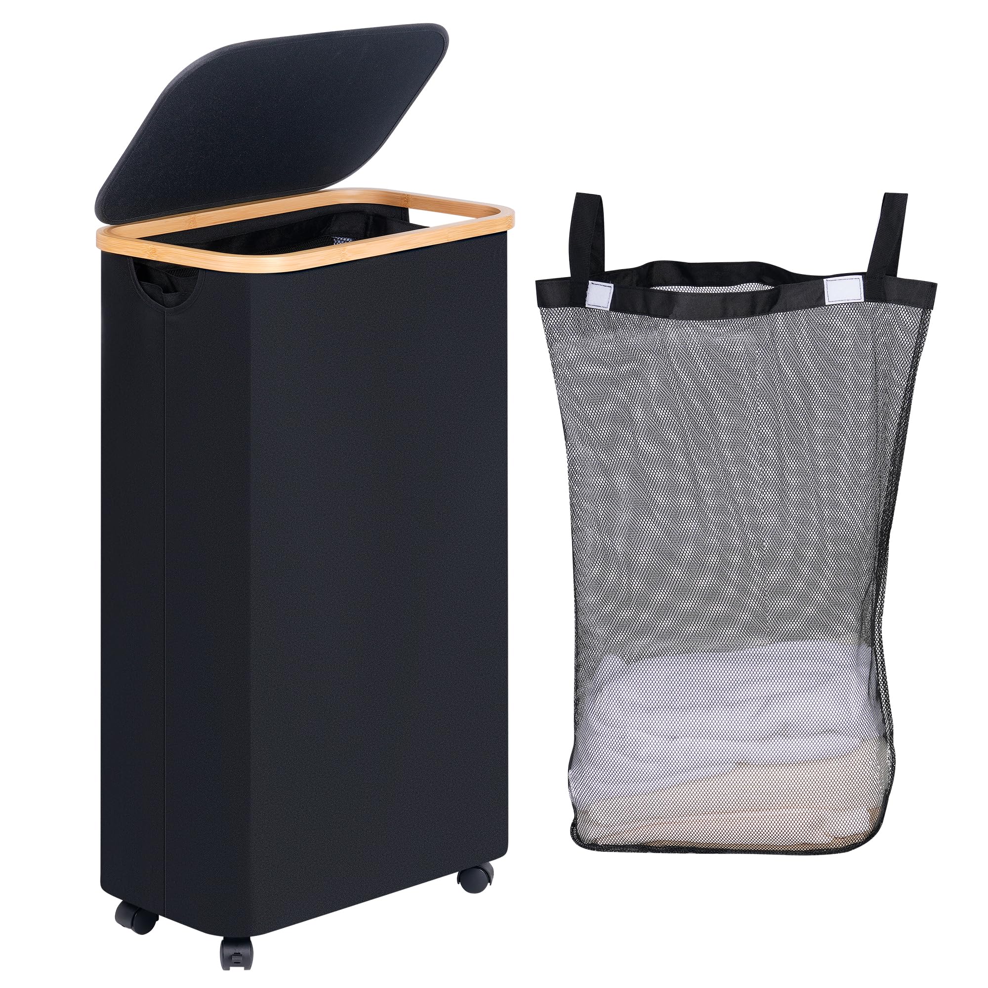 Slim Laundry Basket with Wheels
